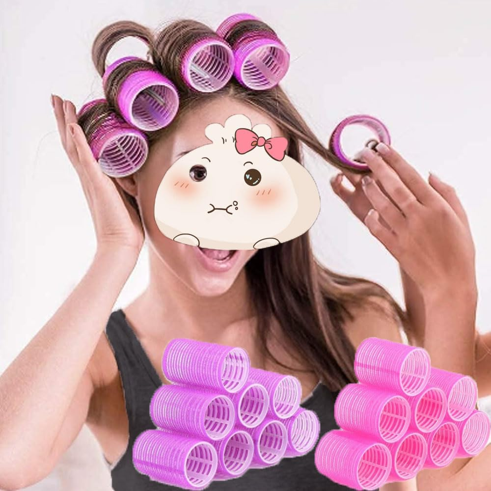 Armastuse Hair Curlers Rollers,36Pcs Jumbo Big Hair Roller Sets with Stainless Steel Duckbill Clip, 2 Size Self Grip Hair Curlers Rollers for Long Medium Short Thick Fine Thin Hair Bangs Volume（45 Mm,63 Mm) image number 1