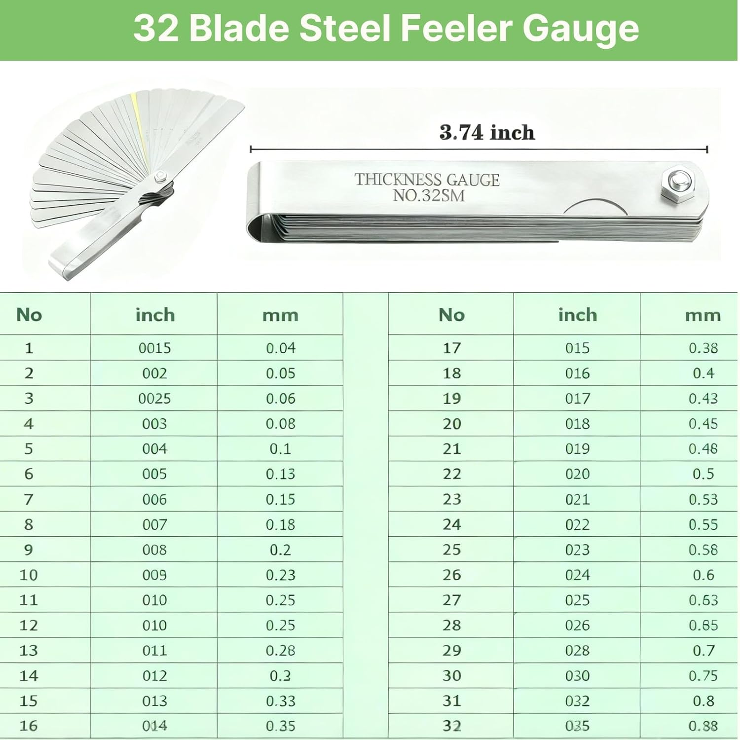 Precision Spark Plug Gap Tool with 32-Blade Feeler Gauge, Universal Spark Plug Gapper & Gap Gauge for 10Mm 12Mm 14Mm 16Mm Spark Plugs image number 5