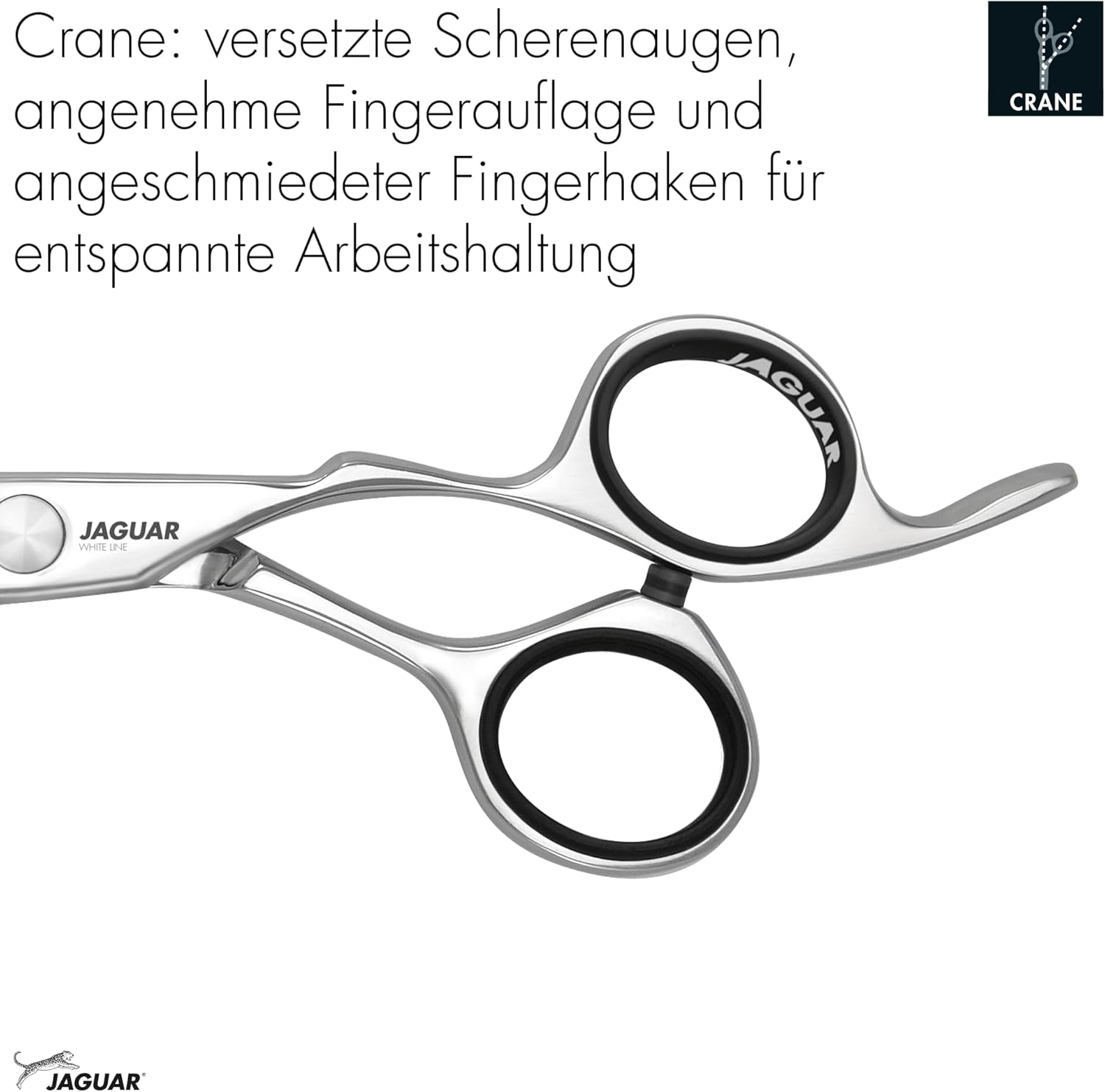 JAGUAR HERA 7.0 Inch Hairdressing Scissors in Crane Design with Forged Finger Hook and Rounded Dagger Blade Polished Made in Germany