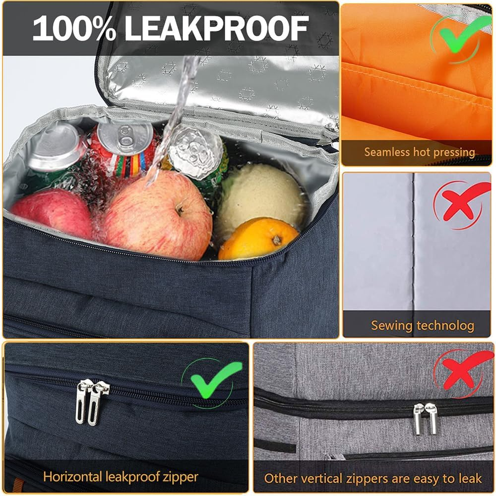 Cooler Backpack 20L Leakproof Insulated Backpack Multiple Pockets Picnic Backpack Large Capacity Cooler Bag Insulated Large Picnic Beer Bag Backpack Freezer for Camping Hiking Beach (Navy Blue) image number 6