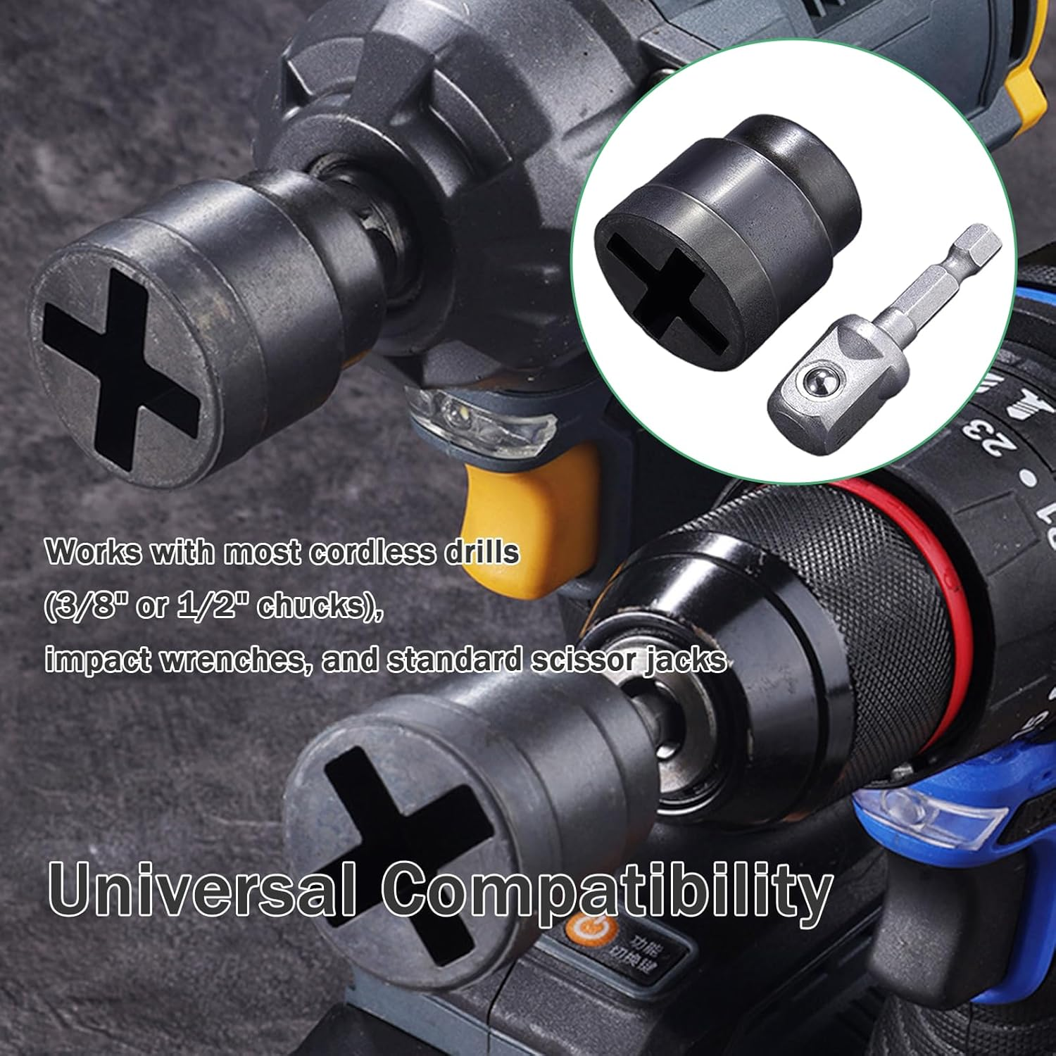 Trailer Jack Drill Adapter, Universal Jack Socket Adapter for Hand Drill, Quick and Labor-Saving for Trailer, RV, Truck, and Auto Repair image number 5