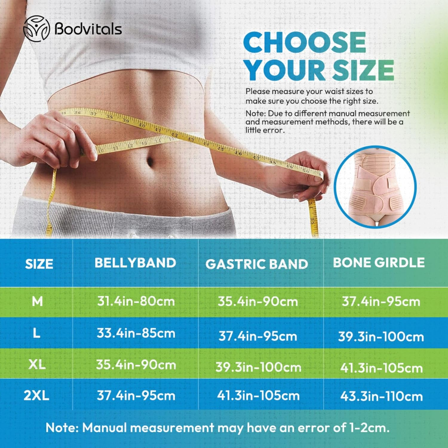 BODVITALS 3-In-1 Postpartum Belt | after Delivery Belly/Waist/Pelvis Shapewear | Tummy Control Slimming Girdle | Body Shaper Belt for Postnatal Recovery, C-Section, and Pelvic Support (Beige, L) image number 2