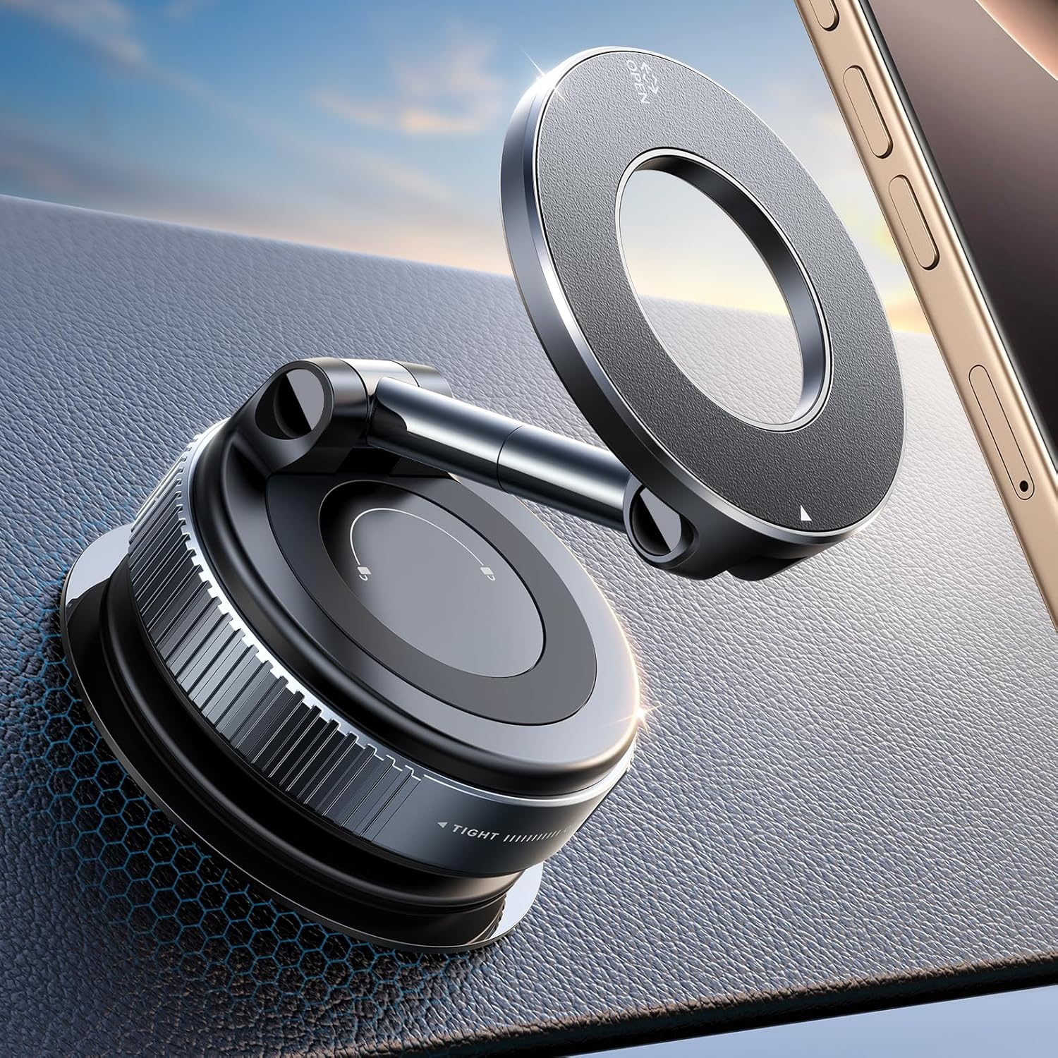 Upgraded Vacuum Magnetic Car Phone Holder 360&deg; Adjustable, Ultra Suction Cup Phone Mount for Magsafe Cell Phone Holders for Your Car/Gym/Mirror Mount for Iphone (Carbon Fiber[Vacuum])