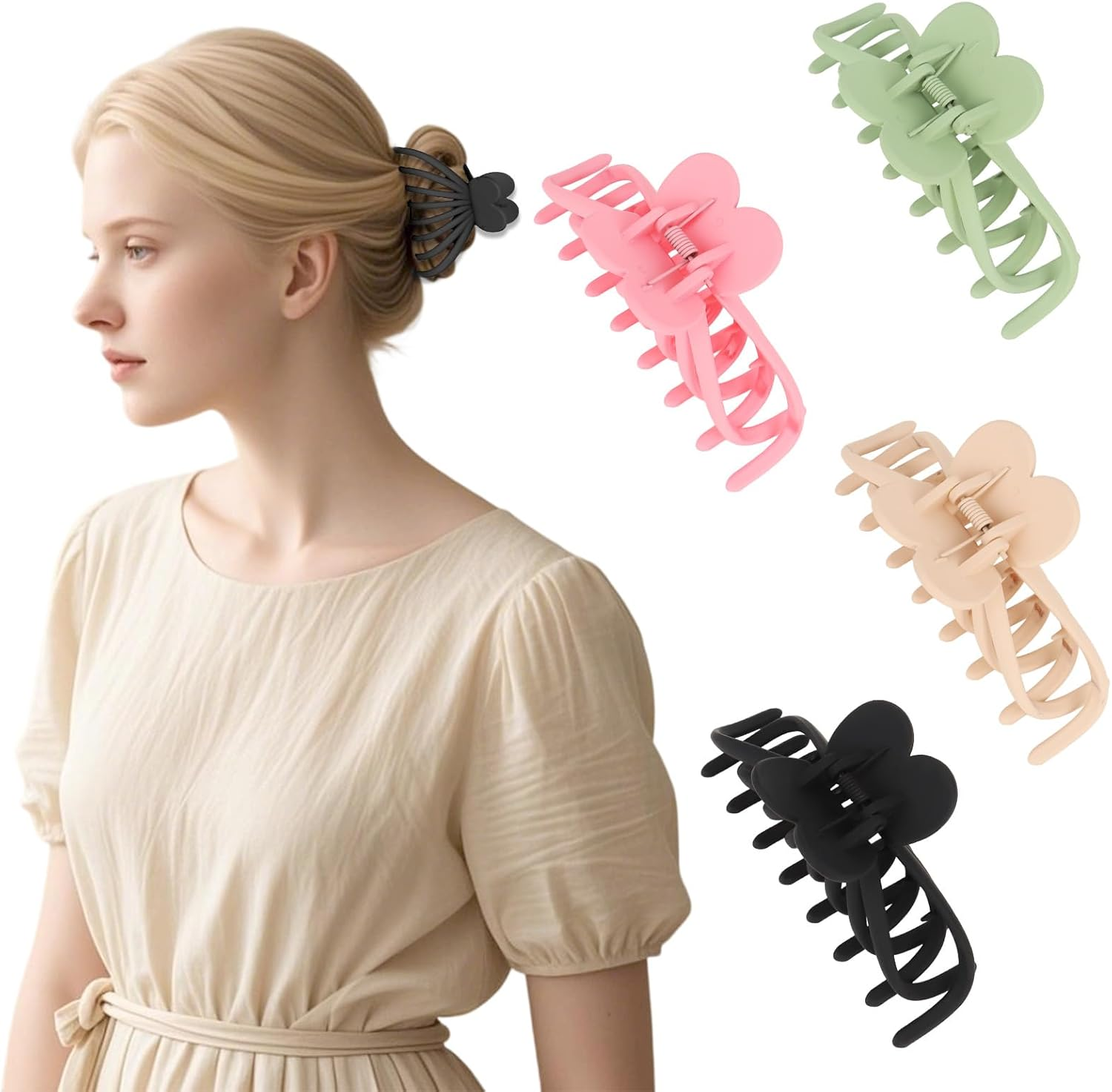 Bumlofa Set of 4 Women'S Hair Clips, Practical Hair Clips, Colourful Hairstyle Accessories for Everyday Use image number 5