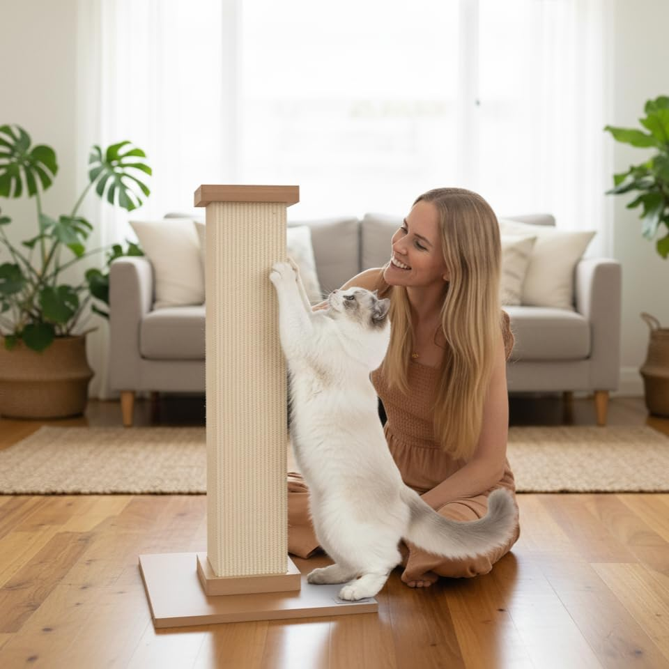 Tall Cat Tower 81Cm &ndash; Stable Sisal Cat Scratching Post, Vertical Scratch Pole for Indoor Pets, Suits Large Breeds, Easy Assembly image number 4