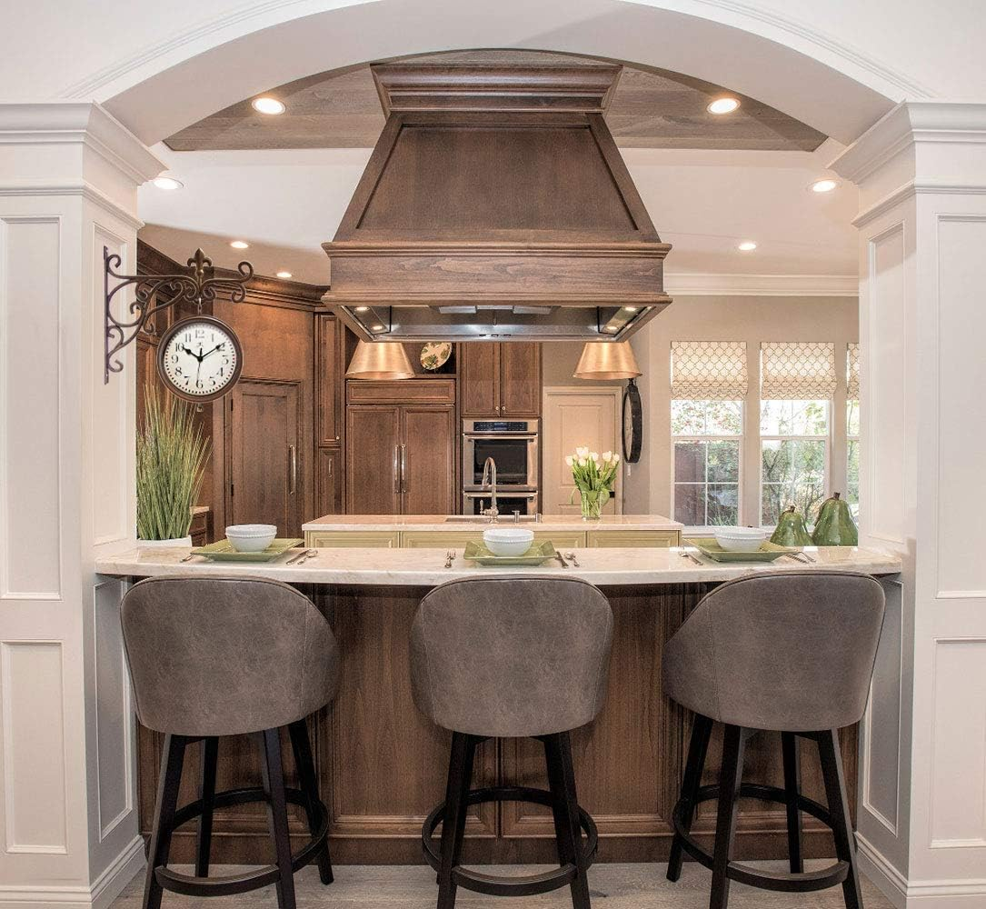 Infinity Instruments Beauregard 8 Inch Outdoor Clock Thermometer Combo for Patio Porch Garden Outdoor Decorative Double-Sided Resin Clock Thermometer Wall Hanging with Bracket image number 1