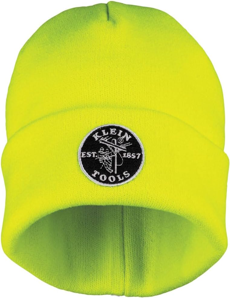 Klein Tools Heavy Knit HAT HI-VIS Yellow Patch Logo image number 6