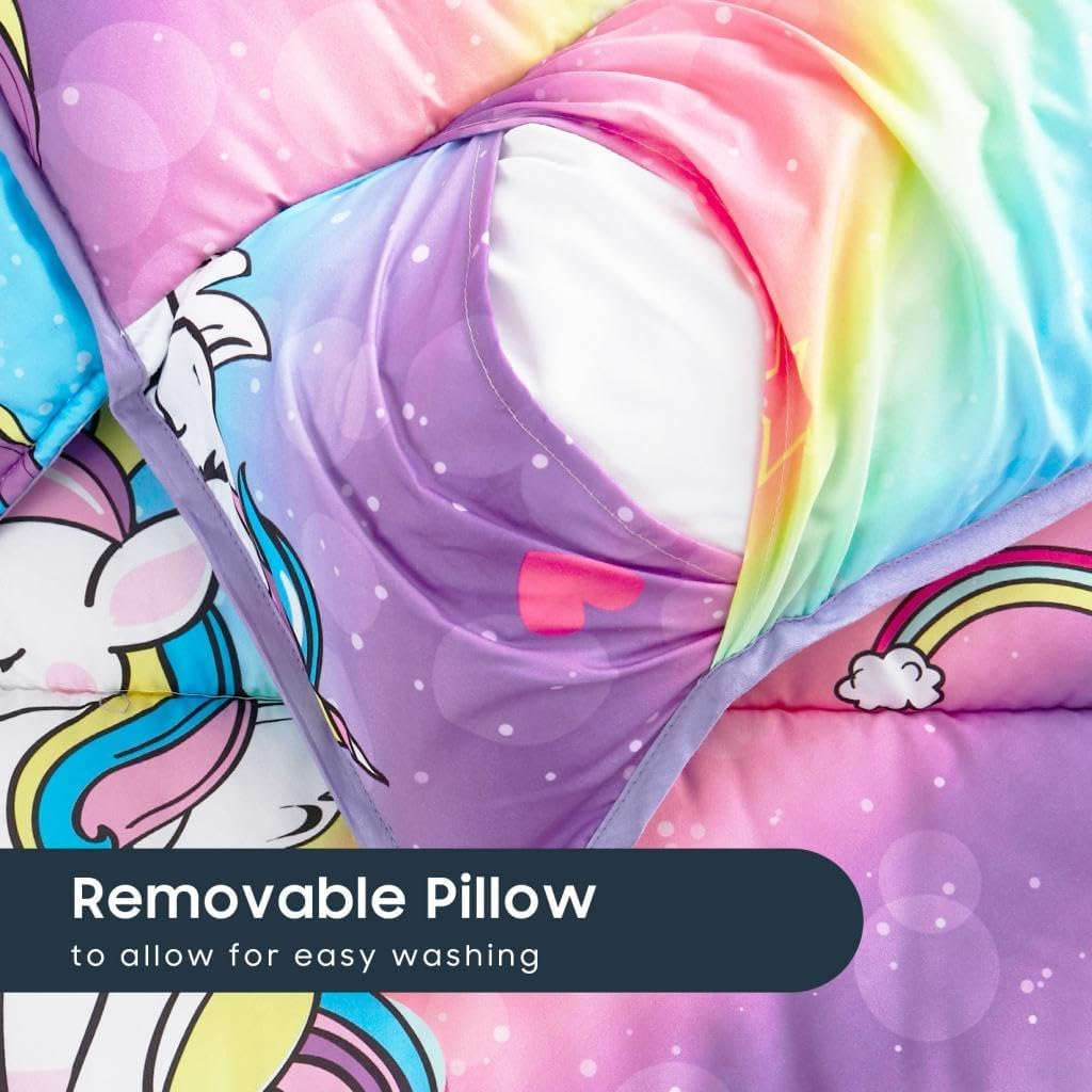 Wake in Cloud - Nap Mat with Removable Pillow for Kids Toddler Boys Girls Daycare Preschool Kindergarten Sleeping Bag, 100% Microfiber image number 5