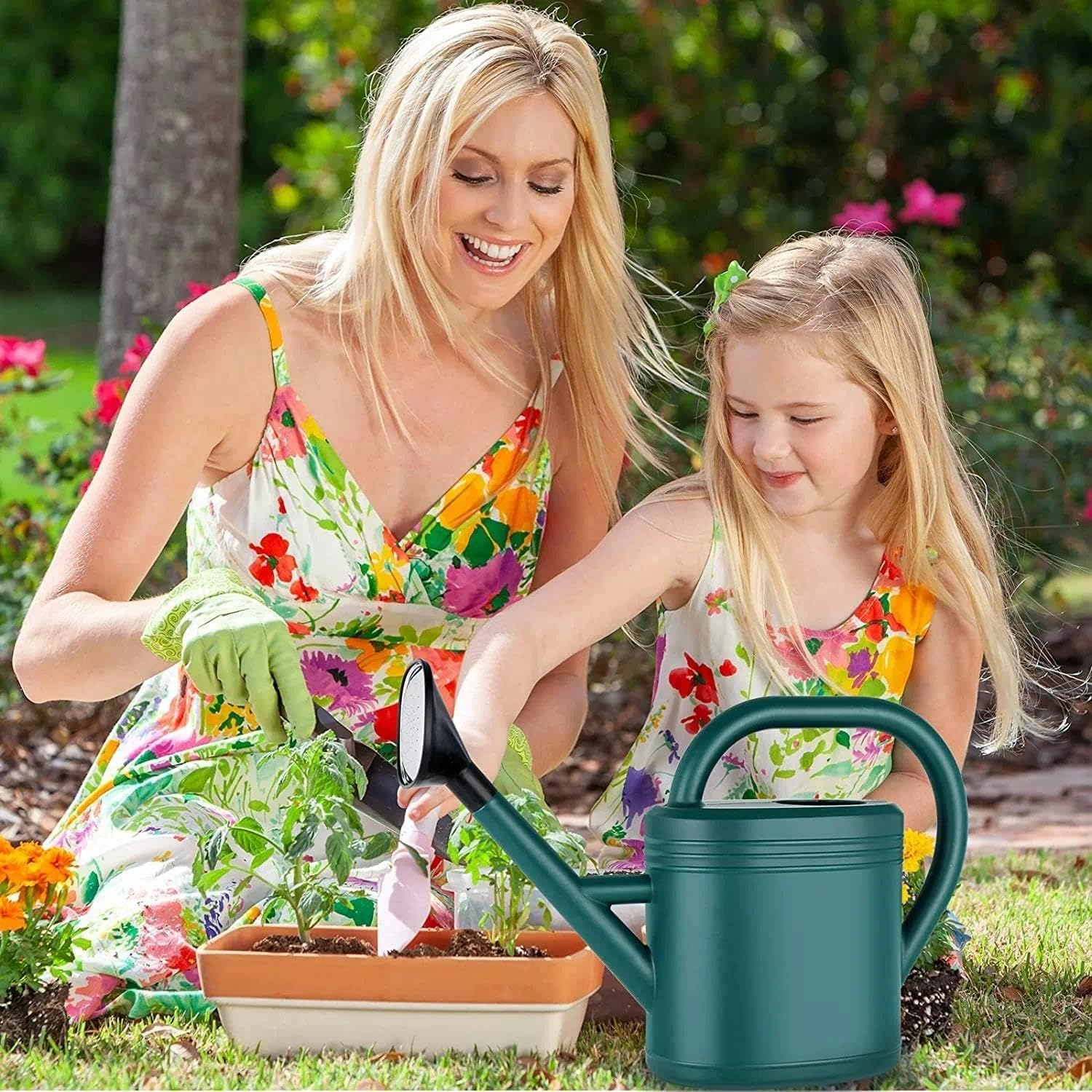 Watering Can with Long Spout, Detachable Shower Nozzle, Large Capacity, Eco-Friendly Design, Suitable for Indoor and Outdoor Plants, Green - Ermaoo image number 4