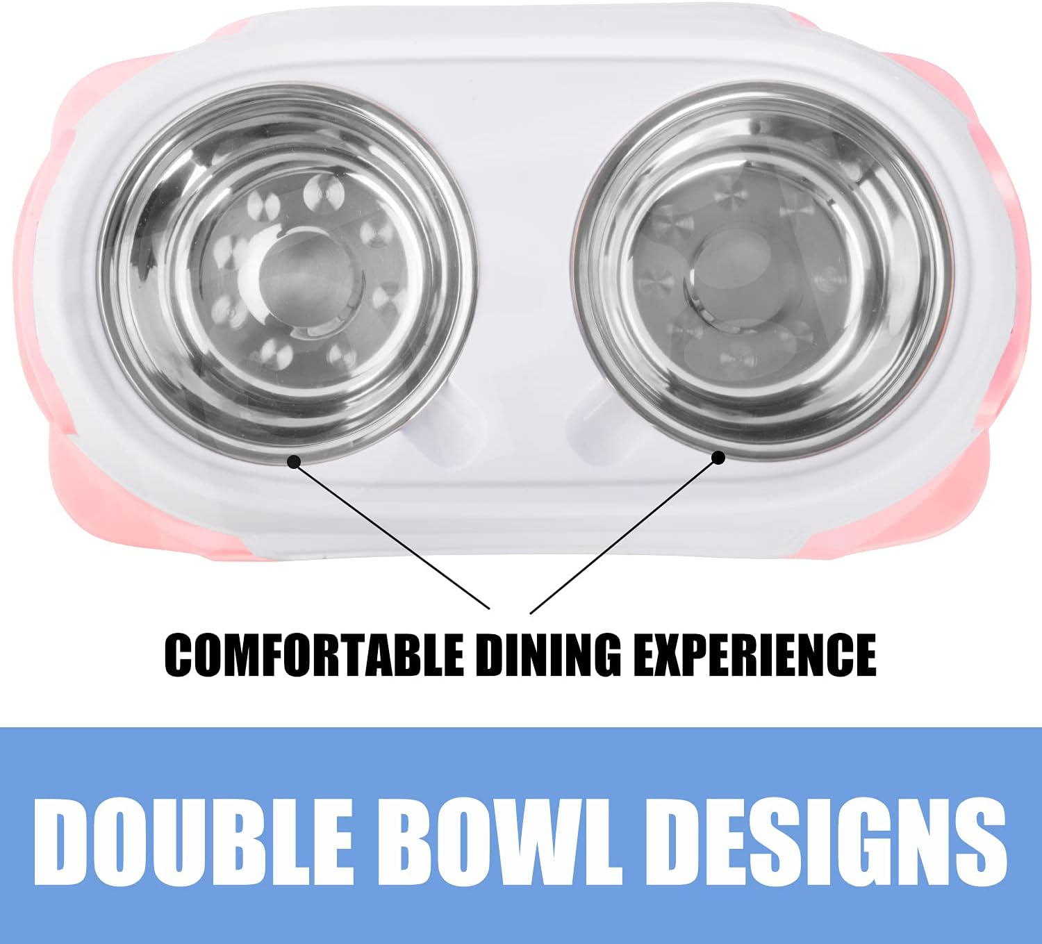 Truepal TP031 47 X 46 Cm Dual Elevated Raised Pet Dog Puppy Feeder Bowl Stainless Steel Food Water Stand Blue image number 2