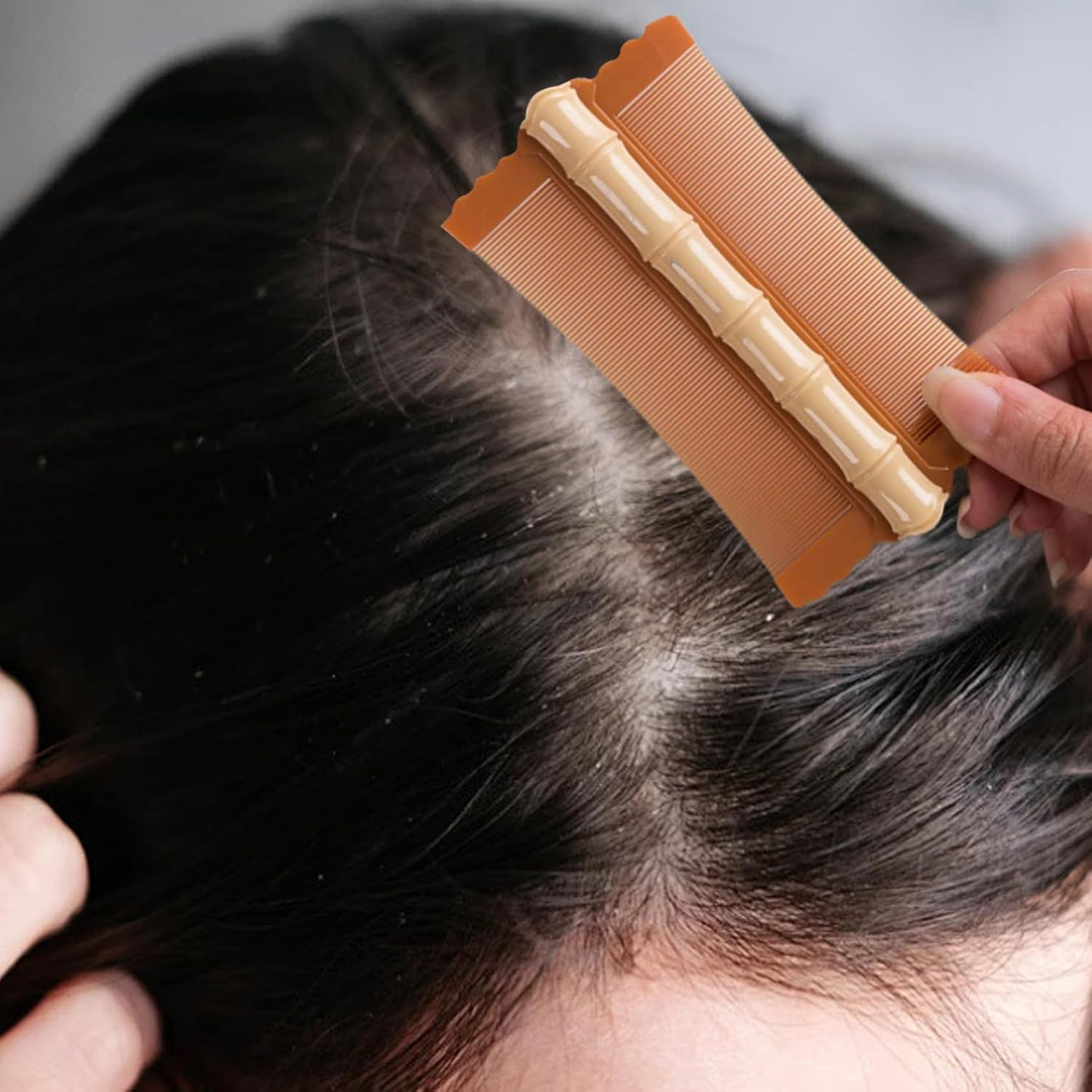 Dandruff Comb 3PCS PP Bamboo Styling Double-Sided Fine Teeth Lice Comb Thick Hair Flea Comb Comfortable Lice Brush for Kids Adults 4.9X2.8 Inch Flea Comb Lice Combs for Thick Hair Lice Comb