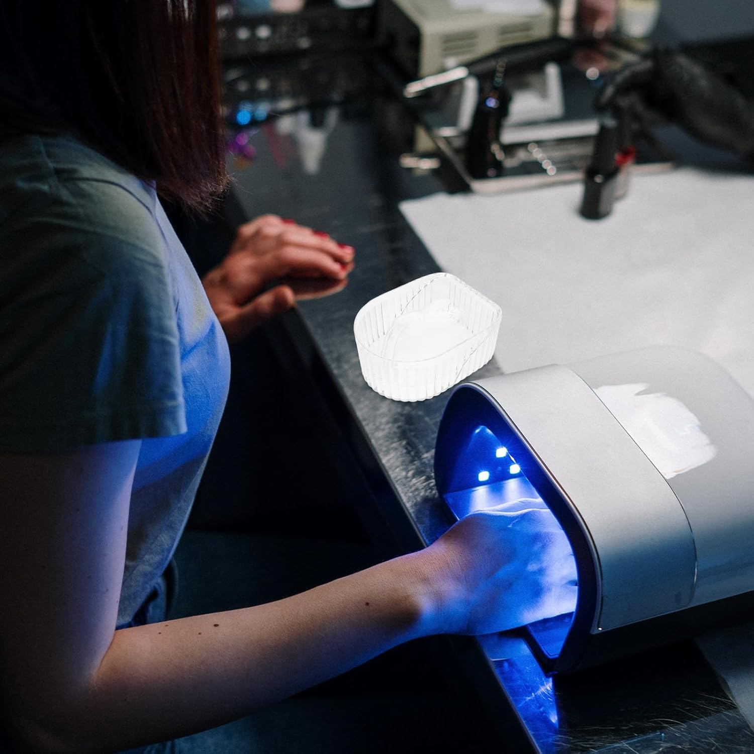 SOLUSTRE Hand Soaking Bowl for Manicure Nail Soaker Bowl Softens Cuticles Nail Care Tool and Salon Use image number 4