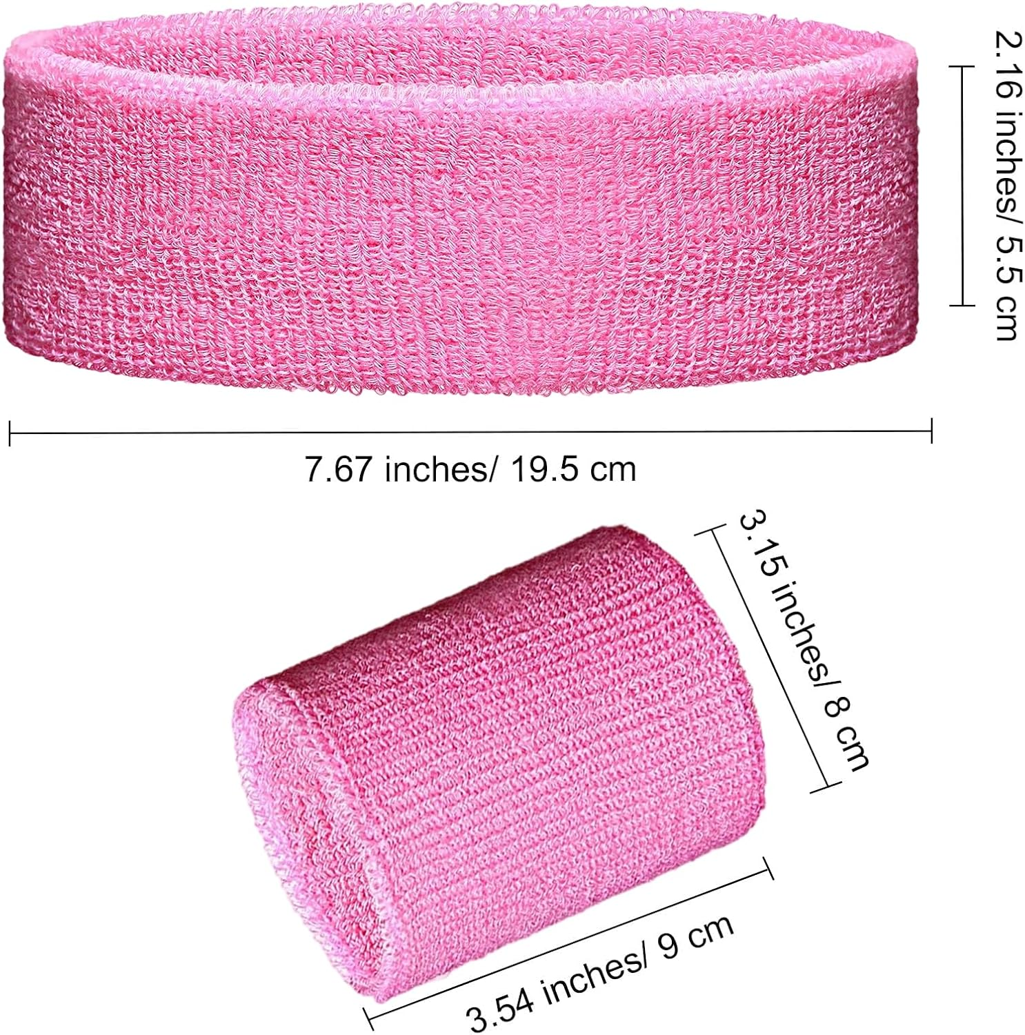 24 Pieces 80S Neon Sweatbands Set, Include 8 Sports Headbands and 16 Sweat Wristbands Elastic Athletic Tennis Sweat Bands Bulk for Man Woman image number 4