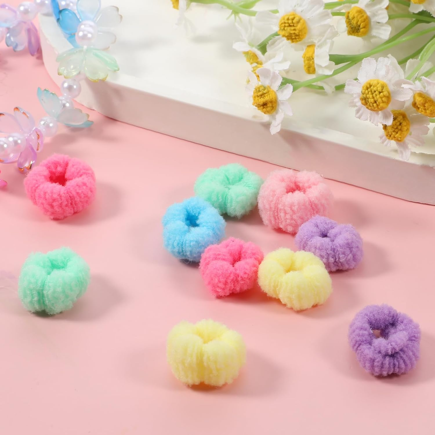 YBEATY Pack of 400 Baby Hair Bobbles Soft Fluffy Toddler Elastic Thin Hair Bobbles Colourful Wrinkle Free for Little Girls Children image number 6
