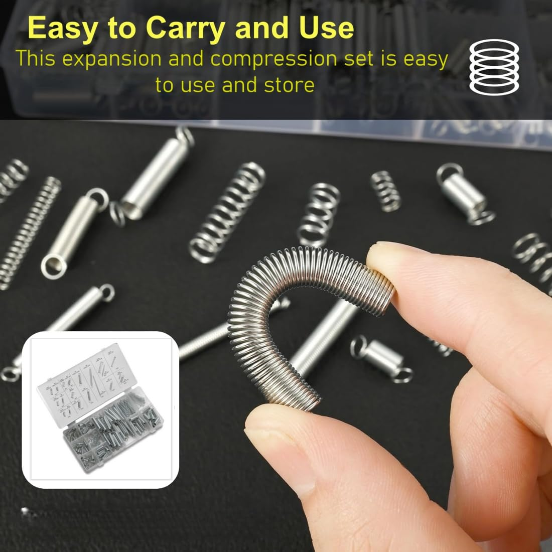 200 Pcs Spring Assortment Kit 20 Different Sizes 4 Mm to 9 Mm Galvanized Steel Extension and Compression Spring Kits for Automotive Repair and Maintenance image number 2