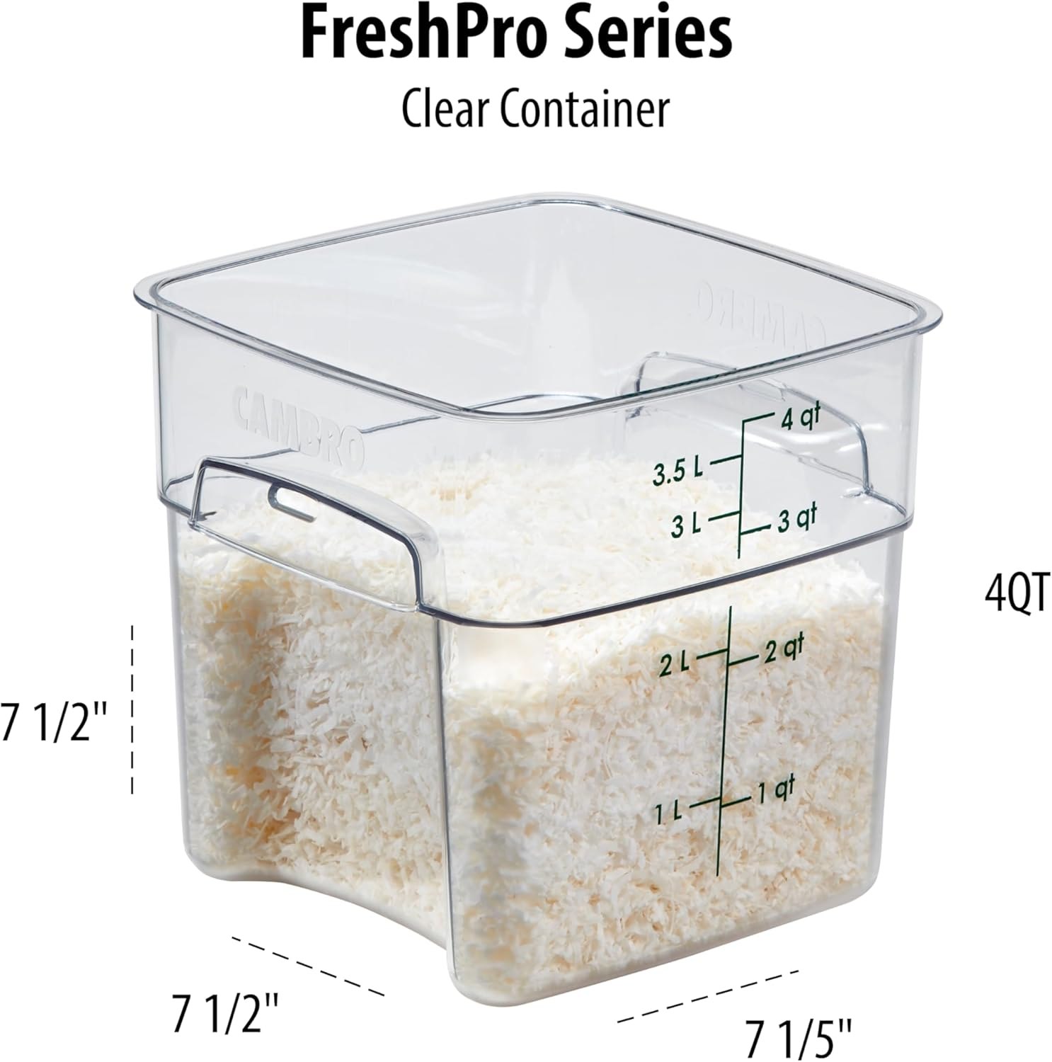 Cambro Polycarbonate Square Food Storage Container, 3.8 Litre Capacity image number 2