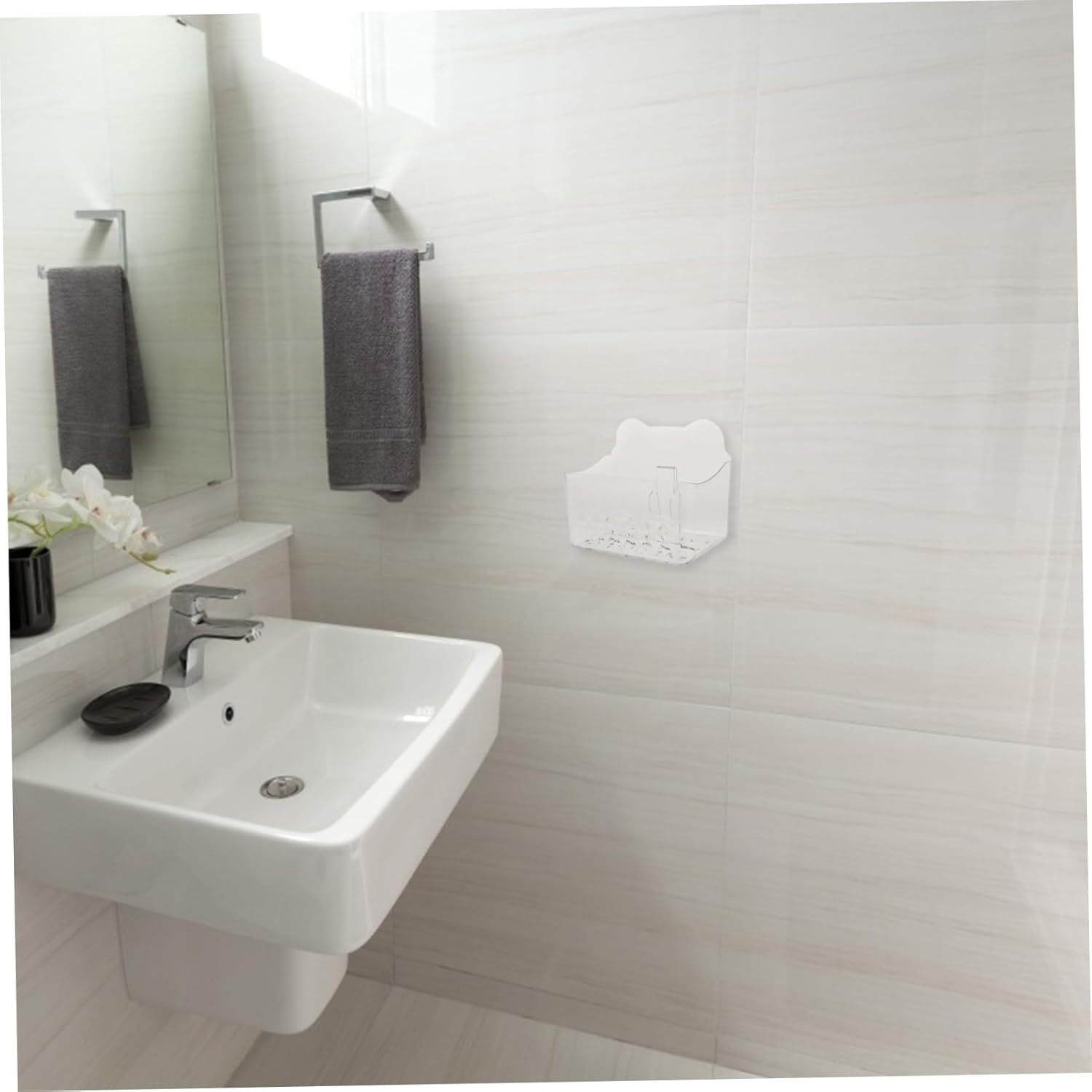 LABRIMP Space-Saving Tissue Box Holder Wall-Mounted Napkin Dispenser No Drill for Kitchen Bathroom image number 1