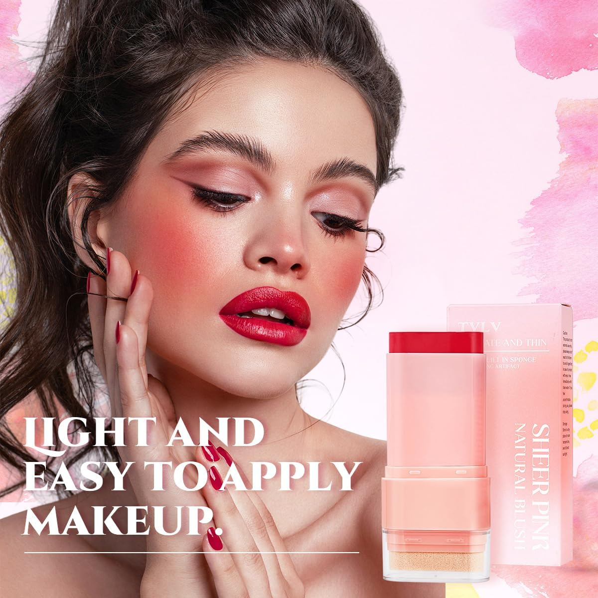 Blush Stick Makeup for Cheeks Matte Finish with Built-In Blending Sponge, Multi-Use Hydrating Tinted Solid Moisture Cream Face Blush Stick Cheek Tint Tinted Moisture Makeup Sticks for All Skin (#06) - 02 image number 6