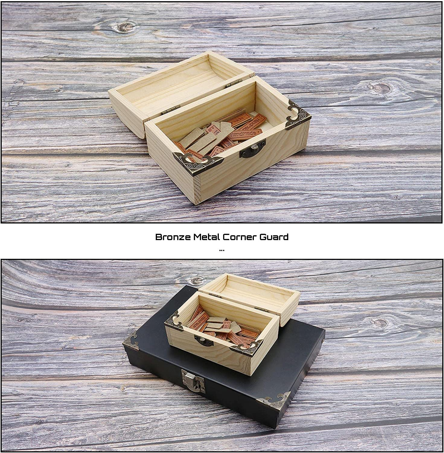 Ecsing 40Pcs Vintage Box Corner Protectors Antique Metal Corner Protector with Screws Decorative Edge Cover for Desk Cabinet Jewelry Box Bronze image number 2