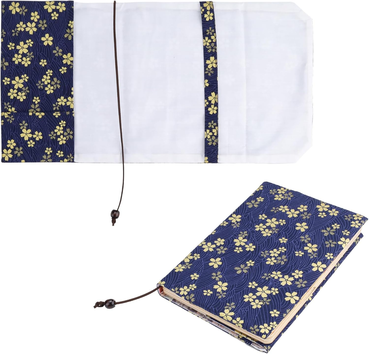 A5 Size Paperback Book Cover Protector, Adjustable Canvas Book Sleeve for Reading Lovers, Floral Print Soft Cloth Notebook Cover for Hardcover Bible Journal Textbook (Style A, A5) image number 5