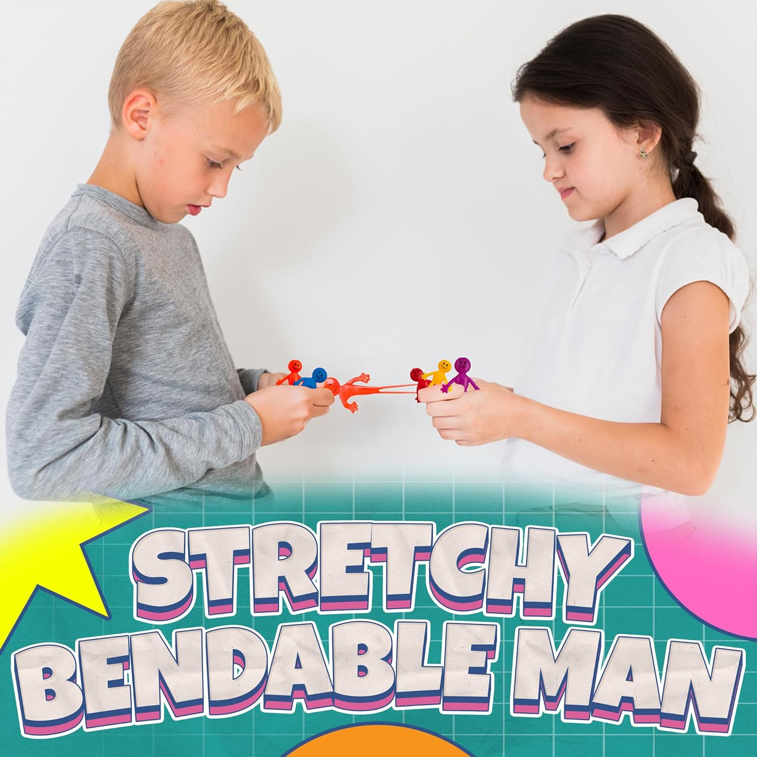 Stretchy Smiley Man (36 Pack) Assorted Fun Colors, a Sticky, Bendable, Stretchable, Slimy, Gooey Texture, Fidget Toy for Stress and Anxiety Relief, Great Party Favor image number 4