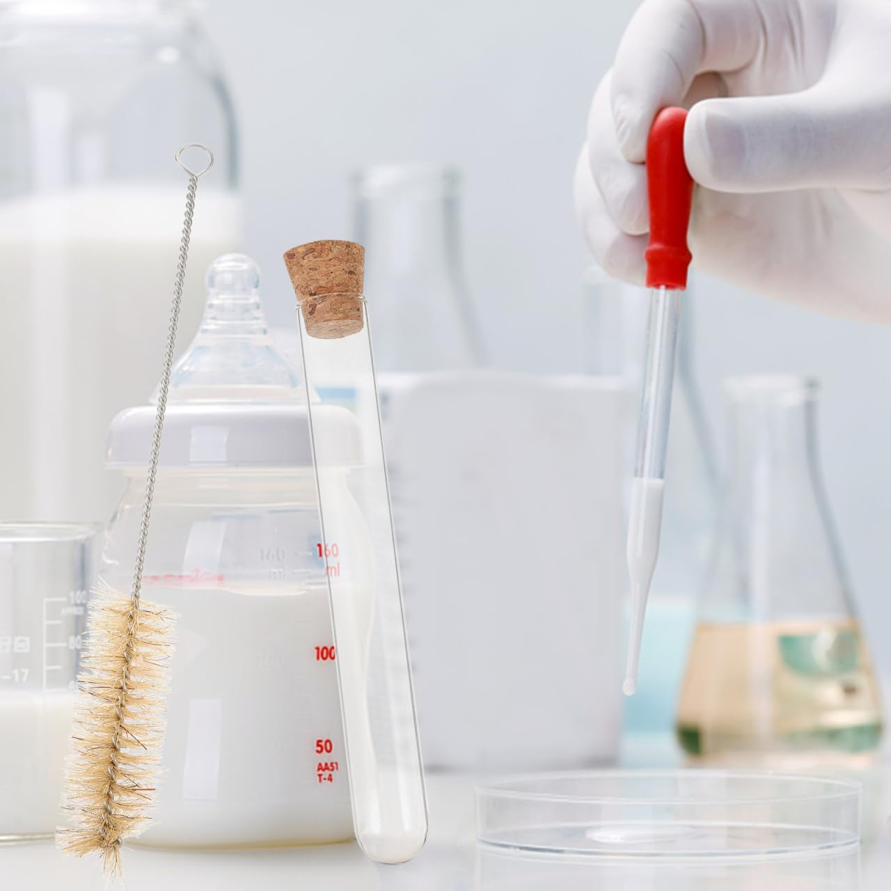 10 Pack Glass Test Tubes with Cork Stoppers and Brush, Mini Glass Bottles Jars for Scientific Experiments, Liquid Storage, Candy, Spices, Beads, Mother'S Day Home Decor 20X150Mm image number 6