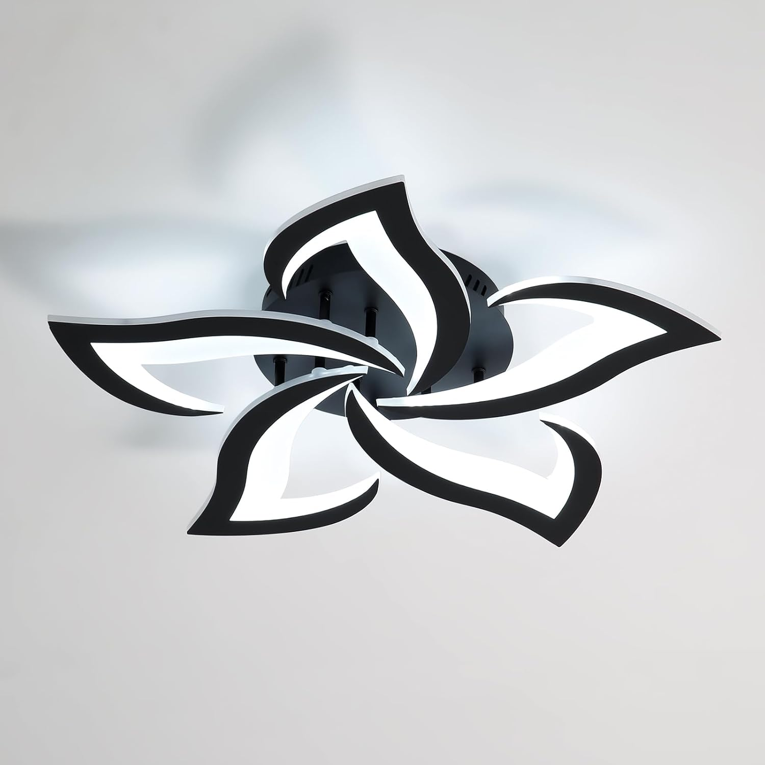 Comely Modern LED Ceiling Chandelier, 60Cm 60W 6750LM LED Ceiling Light, Modern Acrylic Flower Ceiling Light, 3000K Warm White Light, White