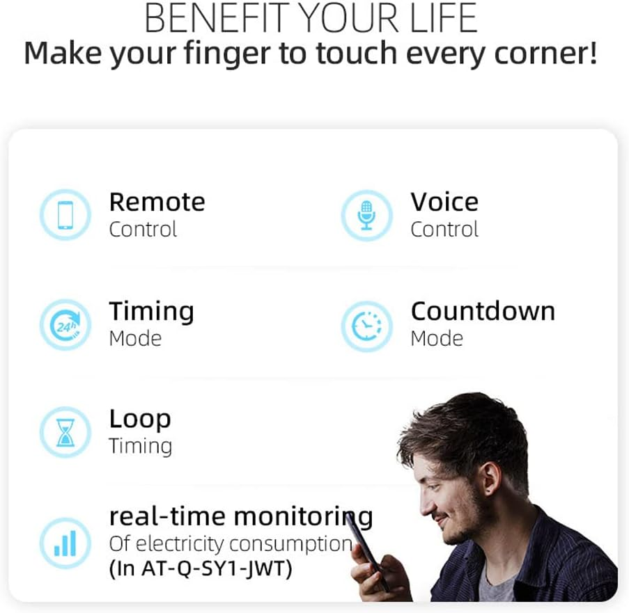 Tuya Wifi Intelligent Circuit Breaker Wireless Remotes Control Switch Mobilephone APP Remotes Viewing Intelligent Home Circuit Breaker Timing Countdown Loop Timing Modes with Metering Compatible With image number 1