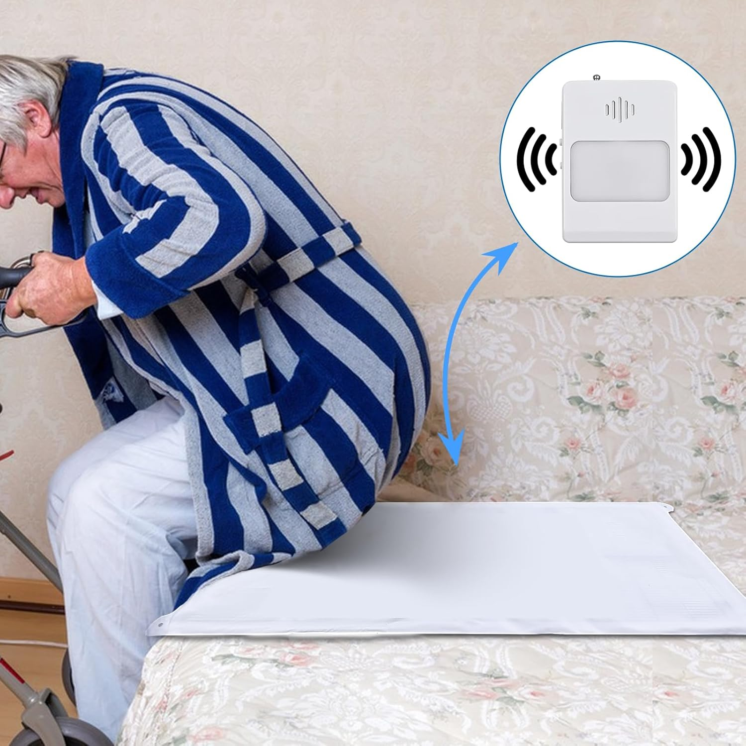 Bed Sensor Pad & Pager Bed Alarm for Elderly Adults Bed Pressure Sensor Pad with Alarm Dementia Patients Caregiver Fall Prevention for Elderly image number 6