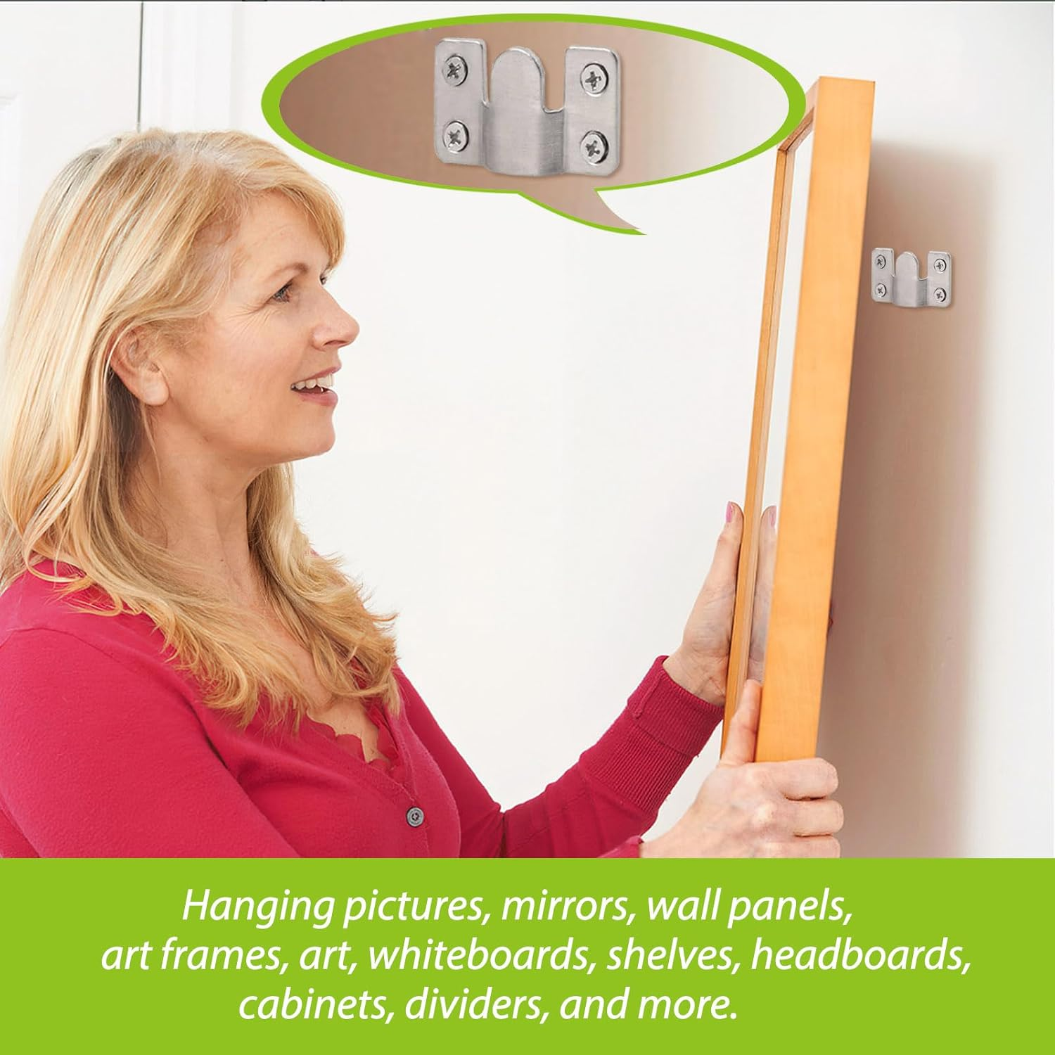 6 Pairs Flush Mount Bracket Heavy Duty Picture Hangers, 2.16 X 1.18 Inches Headboard Wall Mounting Brackets, Interlocking Photo Frame Hook image number 3