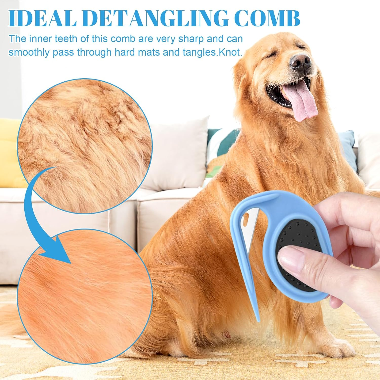 Pack of 2 Cat Dematting Knives, Knot Comb Hair Removal Tool, Pet Knotting Comb, Dematting Knife Cat with Steel Blade, Grooming Cat, for Removing Matted and Loose Hair