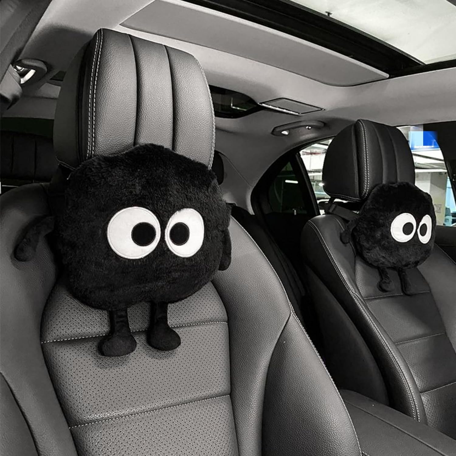 Car Headrest Pillow 2PCS Cute Big-Eyed Sprite Car Headrest Pillows Travel Neck Pillow Comfortable Neck Support - Plush Comfort Neck Cushions for Cars, Home & Office