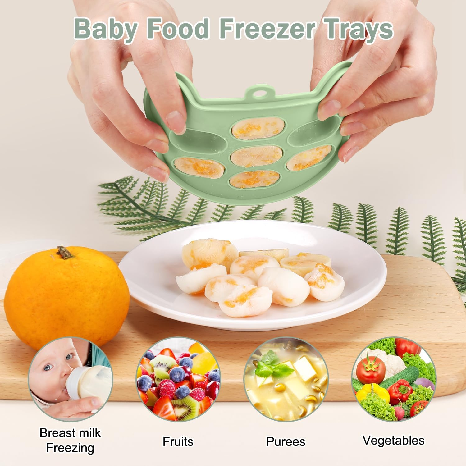 Baby Silicone Fruit Food Feeder Pacifier & Breastmilk Popsicle Freezer Molds, BPA Free Baby Food Storage Containers Frozen Ice Tray for Baby Feeding Safely, Infant Fruit Teething Toy image number 5
