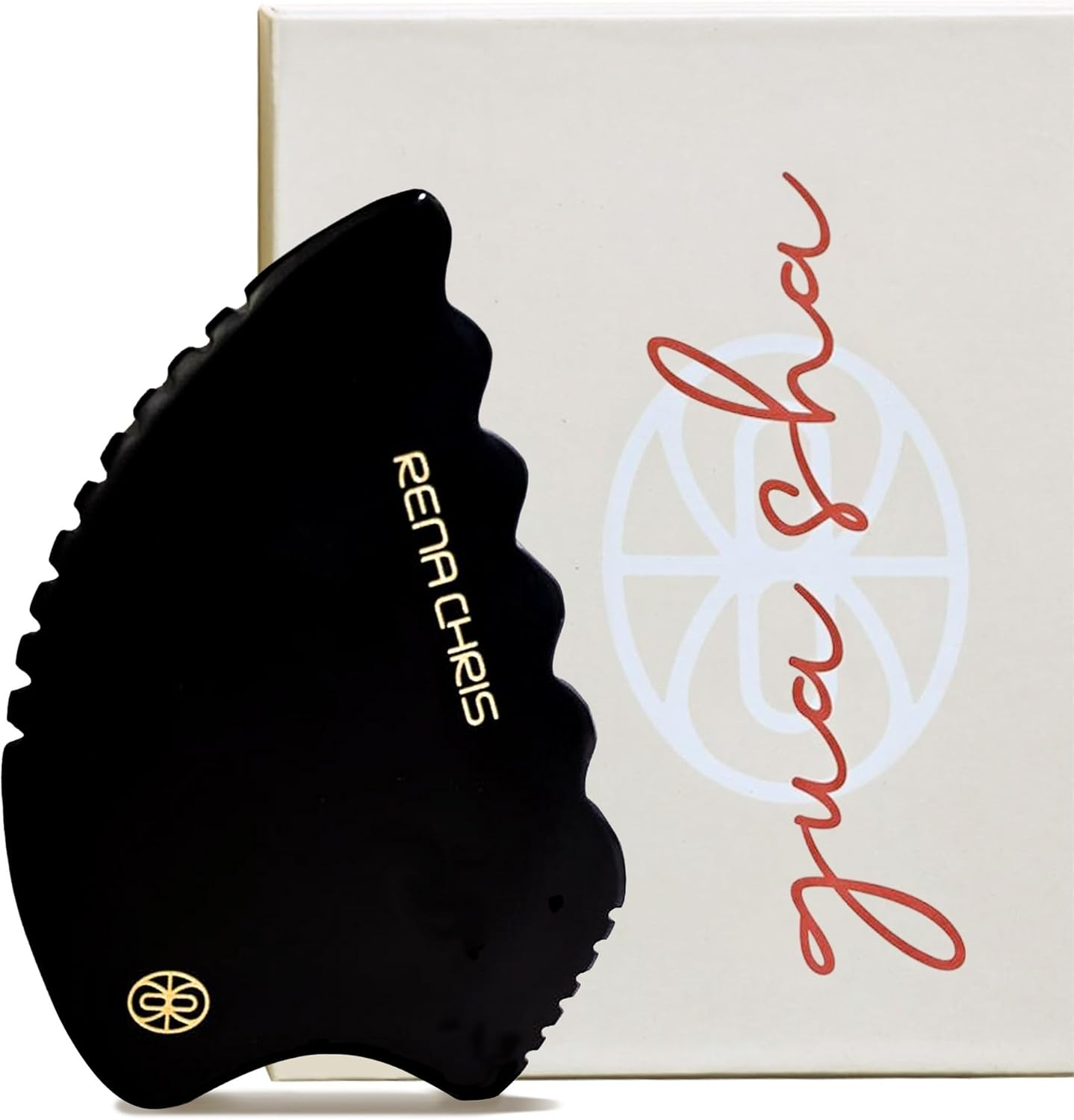 Rena Chris Gua Sha Facial Tools, Stainless Steel Guasha, Manual Massage Sticks for Jawline Sculpting and Puffiness Reducing, Scraping Massage Tool, Skin Care Massager (Pear-Shaped)