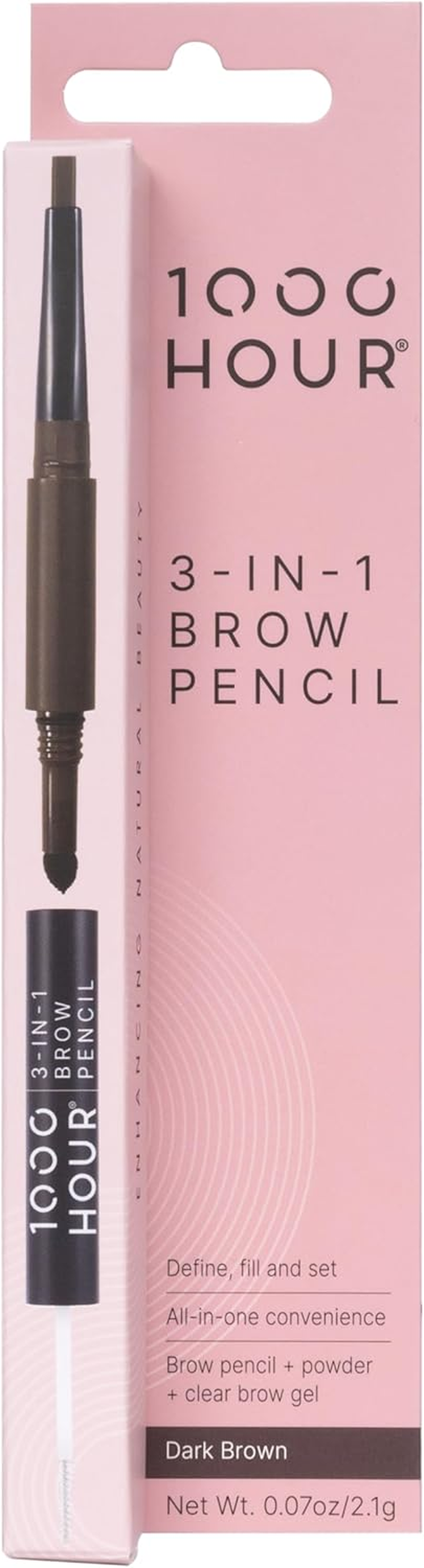 1000 Hour 3-In-1 Brow Pencil, Dark Brown