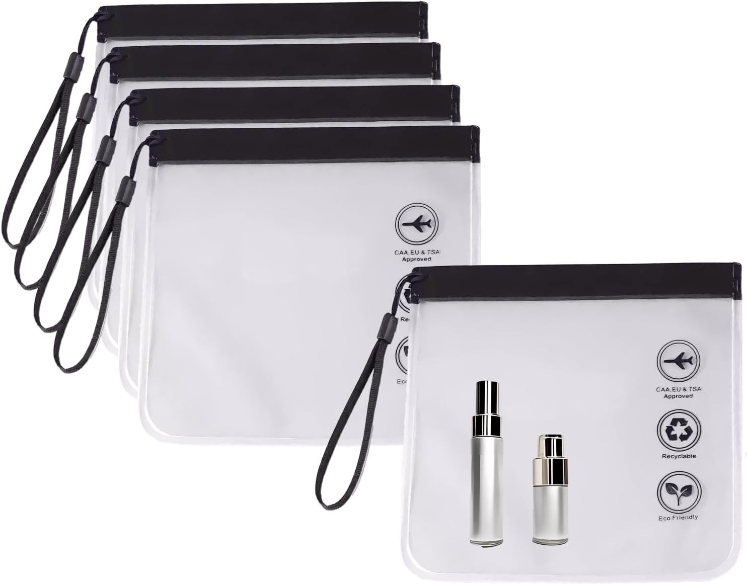 5Pcs TSA Approved Clear Toiletry Bags, Quart Size Travel Pouches for Liquids & Cosmetics, Leakproof & Resealable, Durable EVA Material, Ideal for Air Travel & Everyday Use image number 5