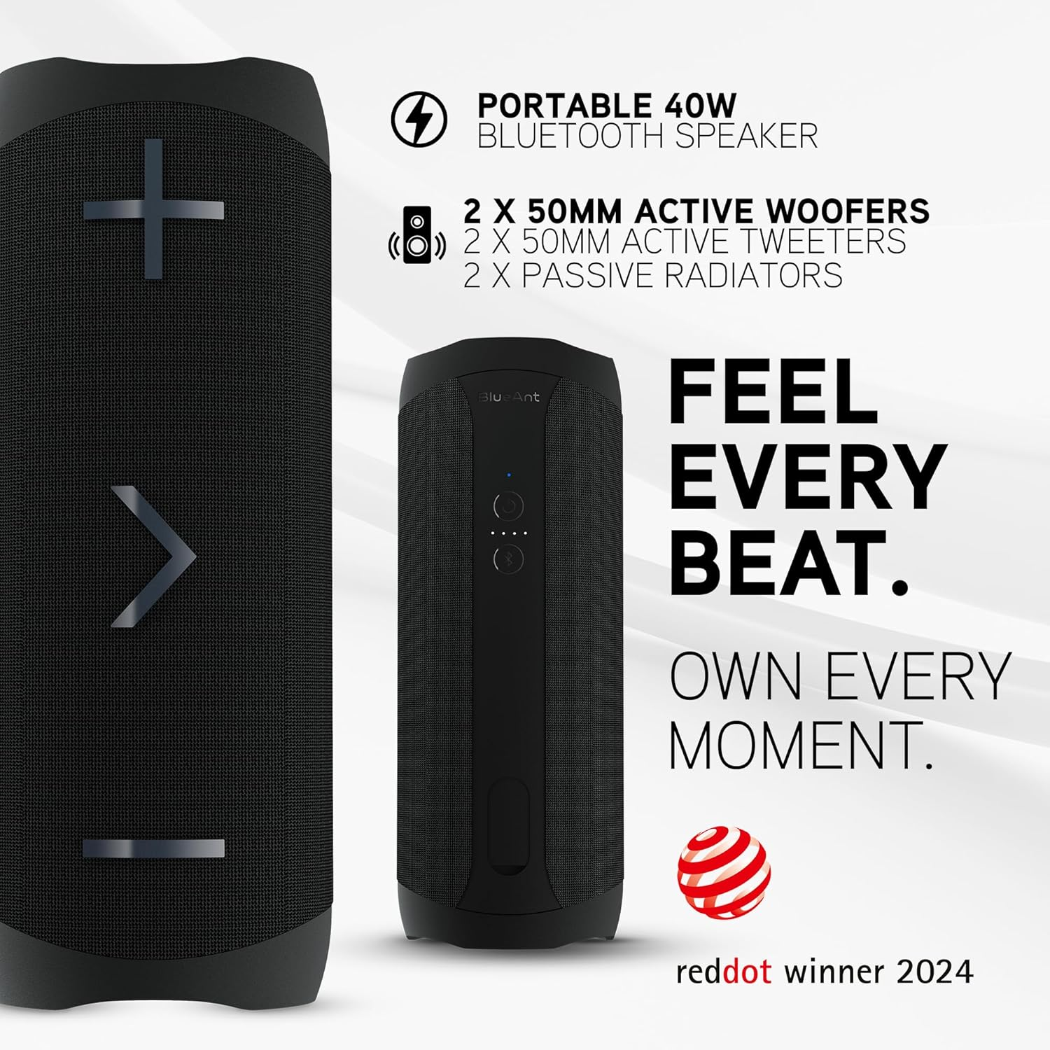 Blueant X-3D MAX Portable Bluetooth Speaker, 40W Powerful 360&deg; Sound with Deep Bass, IP67 Waterproof, Duo Mode Wireless Stereo, up to 12 Hours Playtime, USB-C Fast Charging, Black image number 4