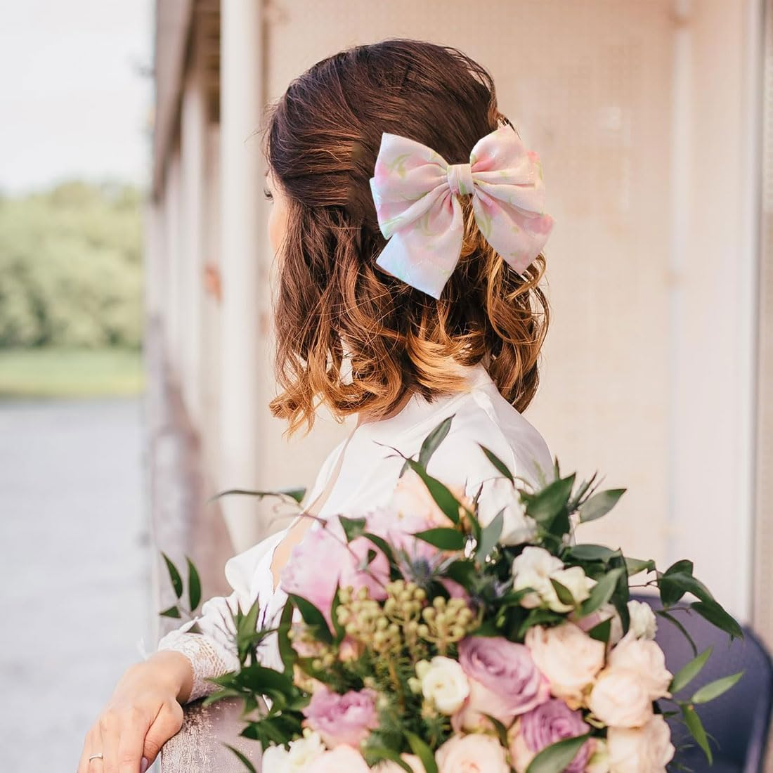 YUZNA 1 X Hair Bow Hair Clip with Bow, Bow Hair for Girls and Women (Pink) image number 4