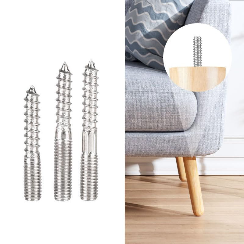 8Pcs M8X100Mm Double-Ended Threaded Bolts - Stainless Steel Dual Head Screws for Furniture Assembly, Wood Joinery & DIY Fixings image number 2