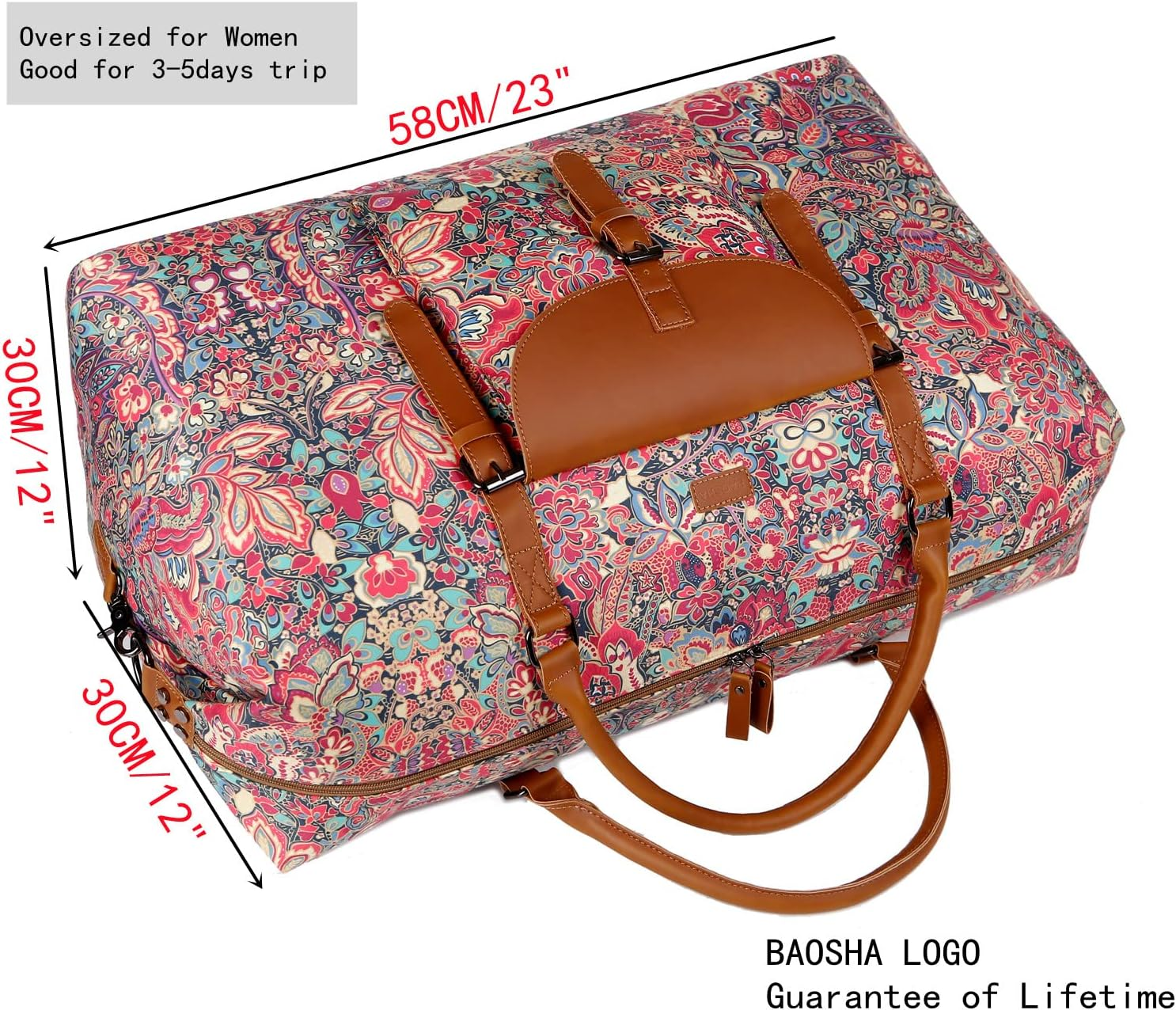 Oversized Pretty Women'S Travel Duffel Bag 52L Weekend Bag Weekender Overnight Carry on Luggage HB-15, HS image number 2