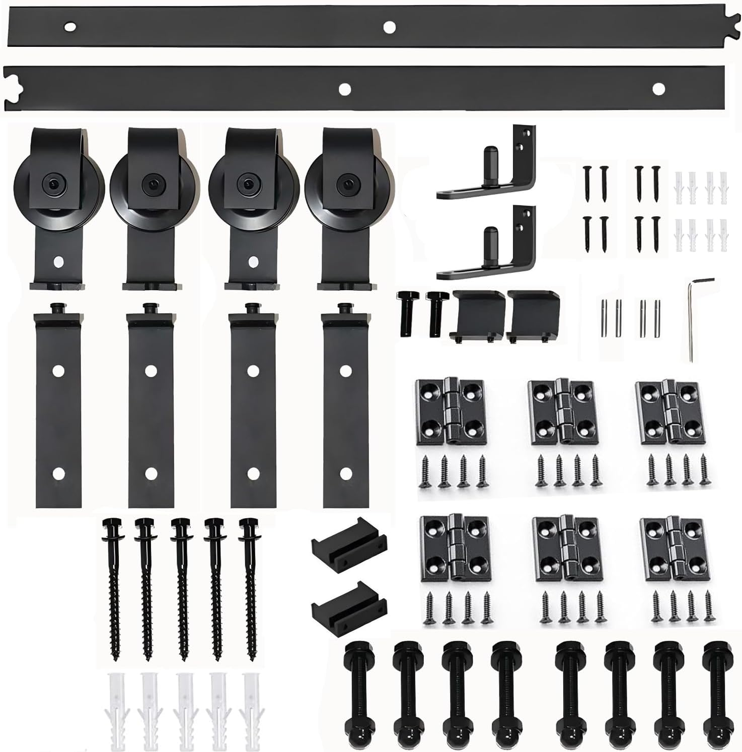 Bifold Sliding Barn Door Hardware Track Kit,Side Mounted Black Roller,Smoothly and Quietly,Assembly Easy (Black, 79 for 4 Door)