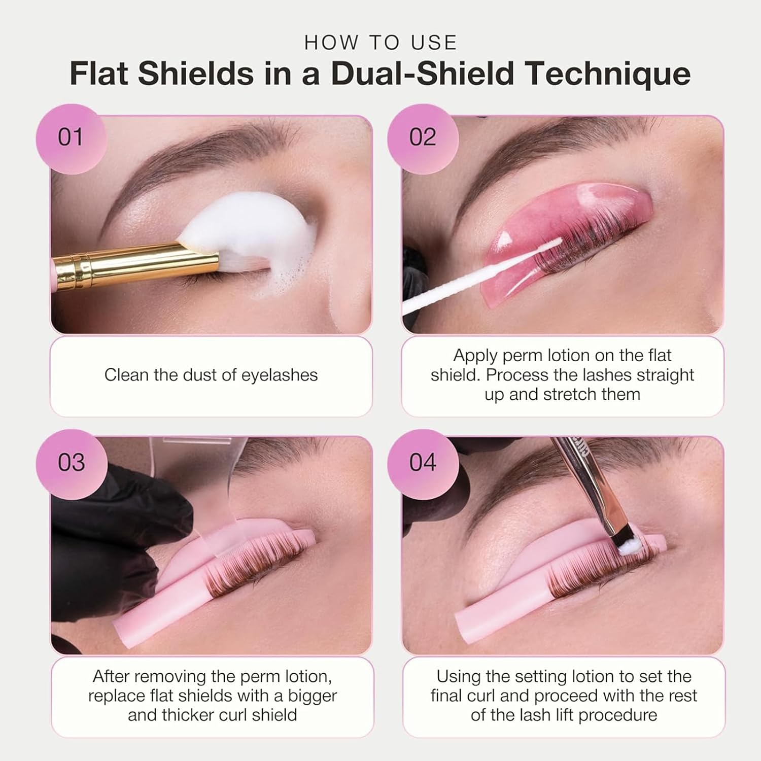 Kzvsiy 2 Pcs 1 MM Flat Lash Lift Shields for Korean Eyelash Perming, Professional Self-Sticky Ultra-Thin Lifting Pads for Salon Use, Softens Lashes Thoroughly (Pink) image number 6