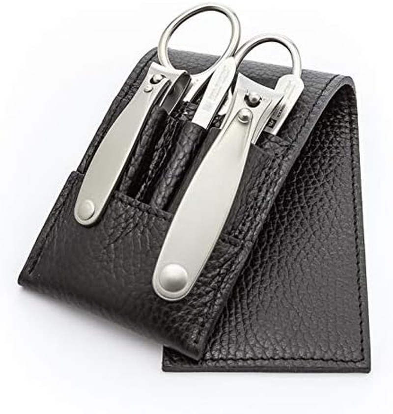 ZOHL Solingen Nail Clippers Set with Professional Fingernail Scissors, Sapphire Nail File & Eyebrow Tweezers in Black Leather Case (MAG-M63) image number 2