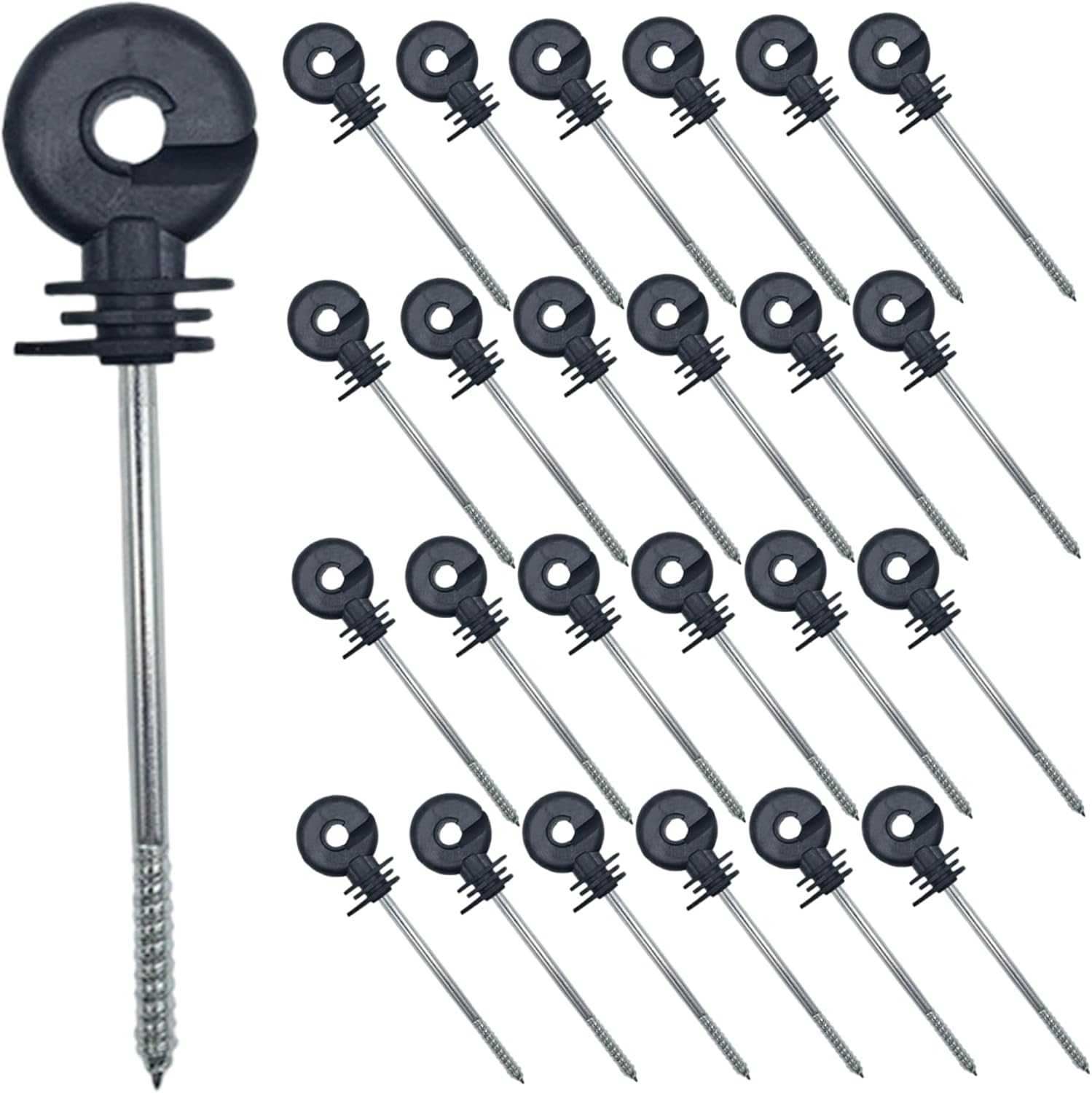 Electric Fence Insulators for Wooden Post 25Pcs Self-Tapping Electric Fence Posts for Polywire/Polytape/Rope/Wire Posts Post image number 5