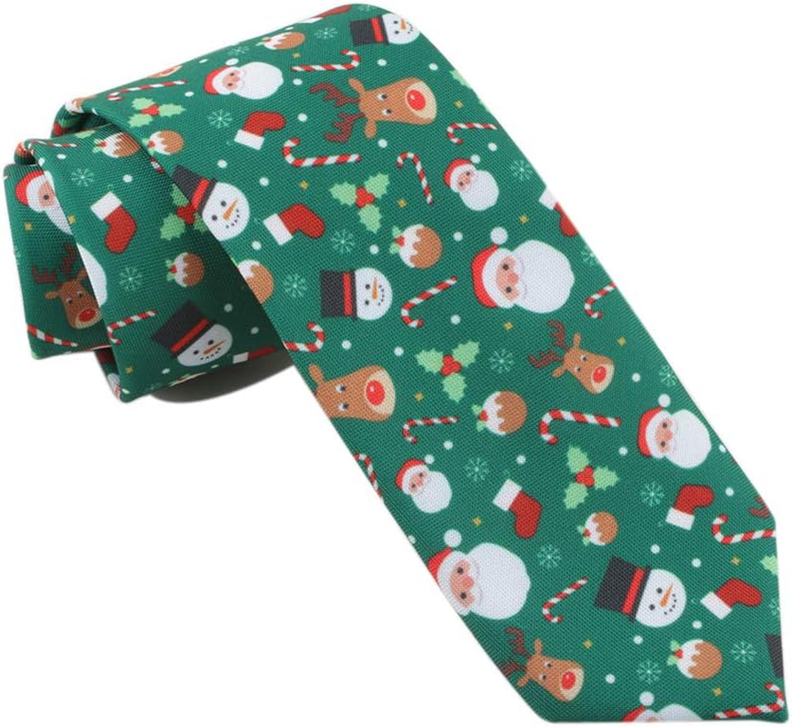 Christmas Tie Xmas Accessories Printed Tie Santa Claus Christmas Tree Elk Snowman Tie Decorative Dress,Tie Width 3.15In - Printed-4 image number 5