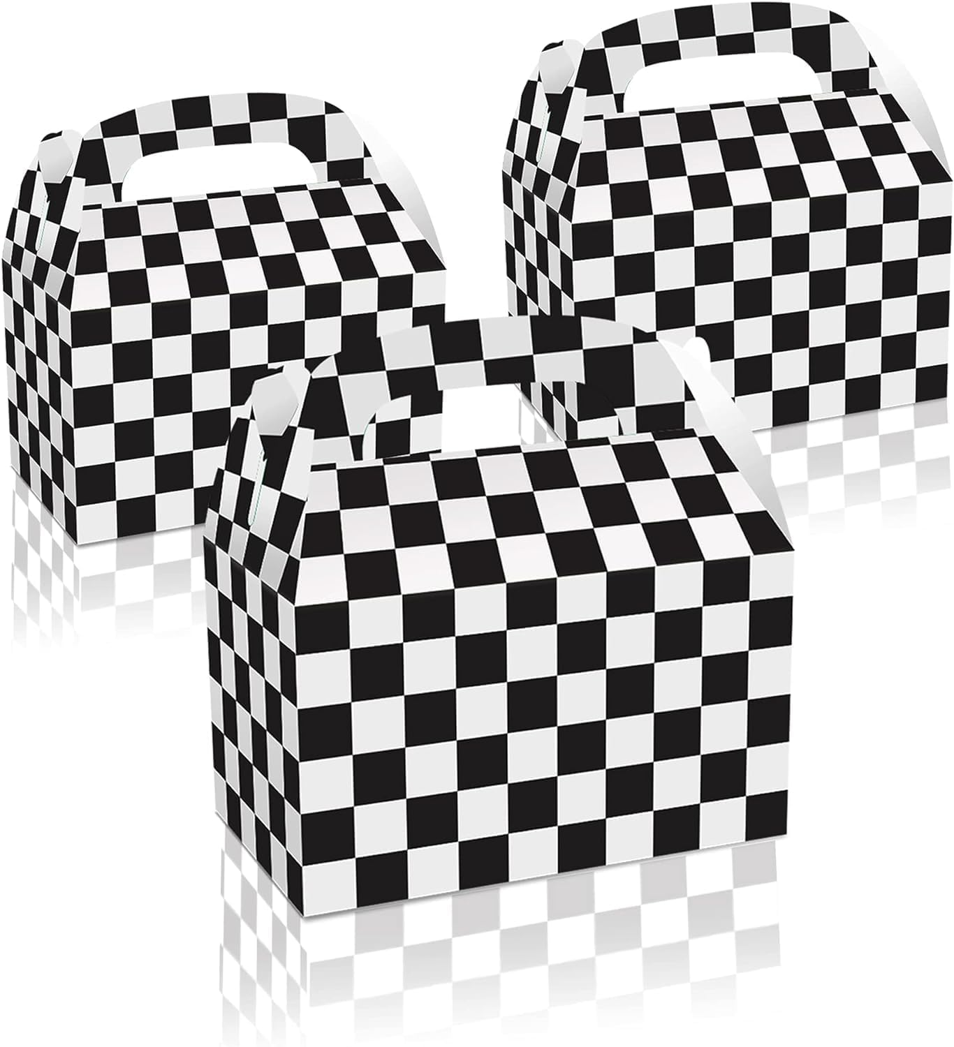WODJR 12 Pcs Candy Boxes - Racing Car Party Decorations & Gift Boxes - Checkered Gift Boxes & Snack Goodie Bags for Racing Car Party Supplies image number 3