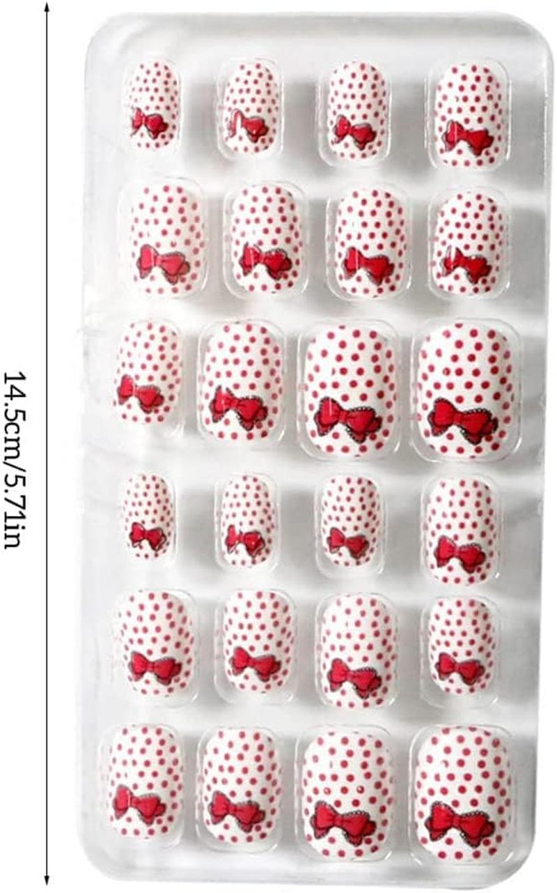 1 Set Children Nails Medium Length Press on Stick Salon Supplies Manicure Kit, Seventeen image number 4