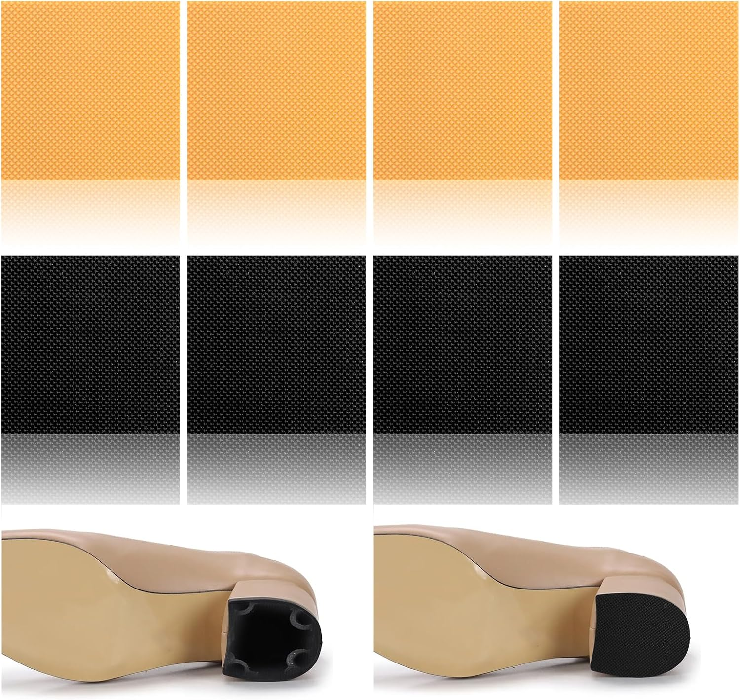 8 Pcs High Heels Patch, Square High Heel Replacement Tips Black Heels Caps, Boot Replacement Shoe Repair Patch for Tread Pad Non Slip Heel Protectors image number 2