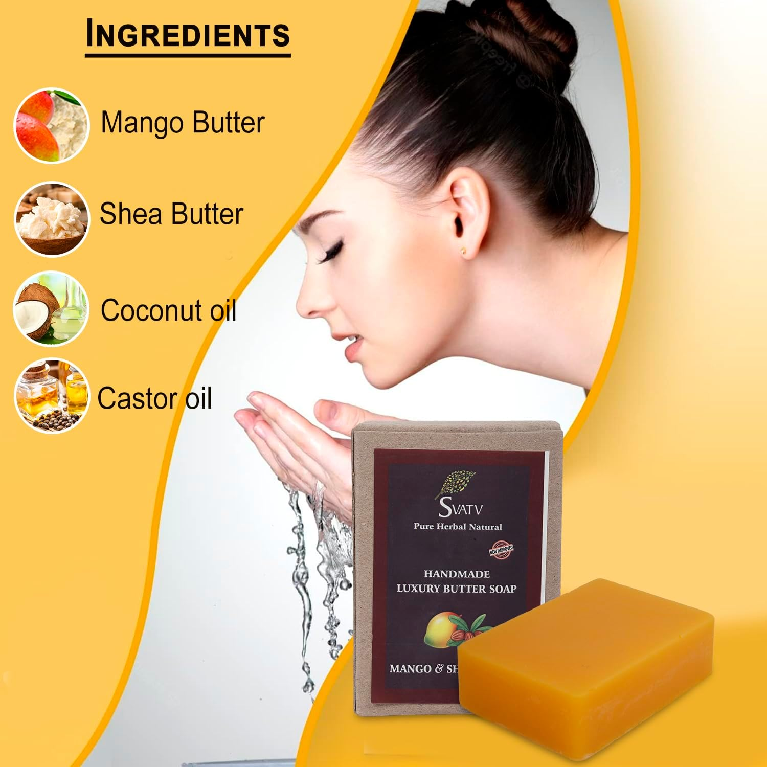 SVATV Handcrafted Soap with Natural, Soothing Herbs of Lemongrass & Patchouli, Moisturized Skin - Traditional Ayurvedic Herbal Body Soap Bars for Men & Women, All Skin Types 125G X2 Bars image number 3