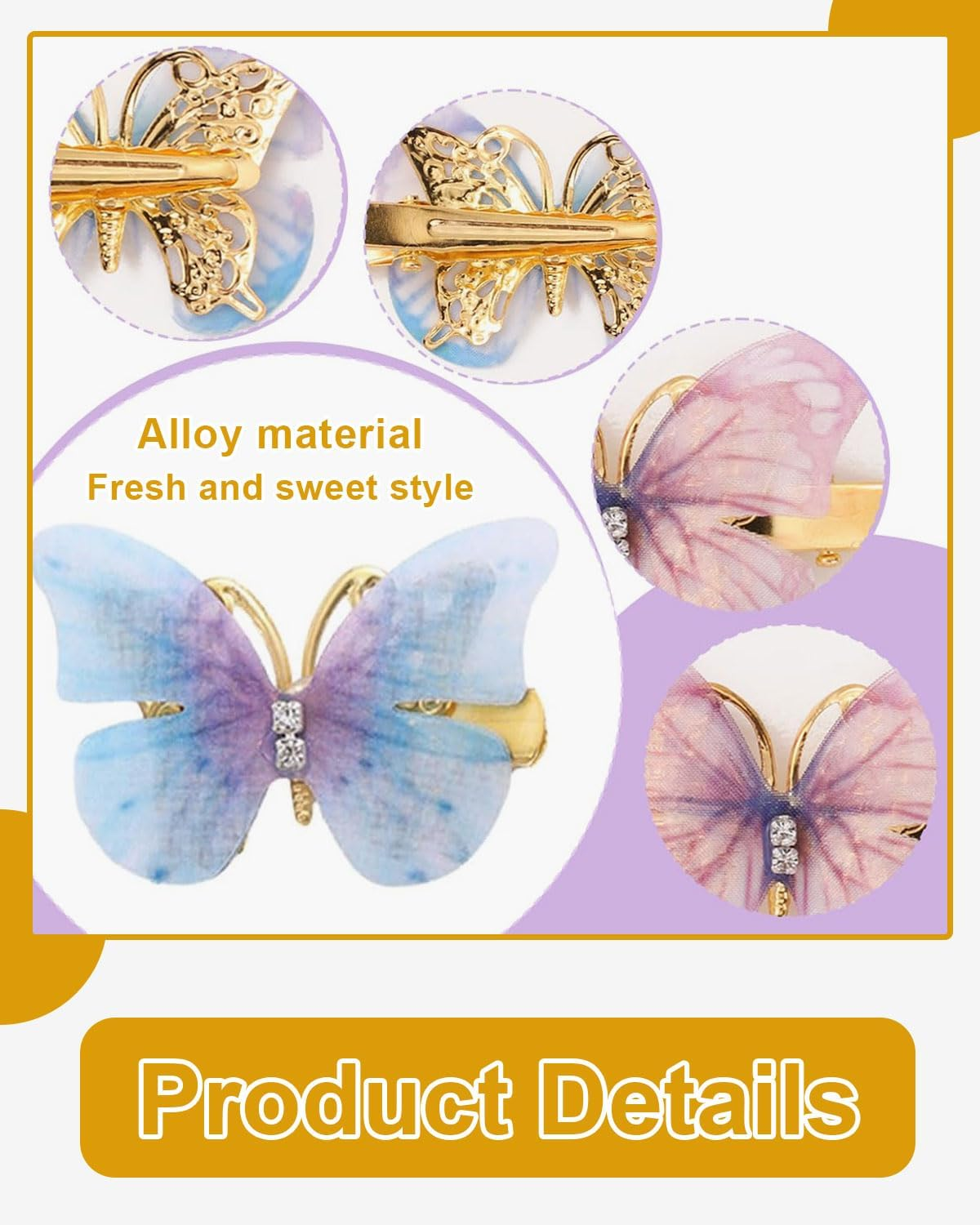 TPZORJX Butterfly Hair Clips - 18 Pieces Hair Clips Girls Hair Accessories Butterfly Hair Clips Glitter Snap Hair Clips for Teenagers Women Hair Accessories image number 3